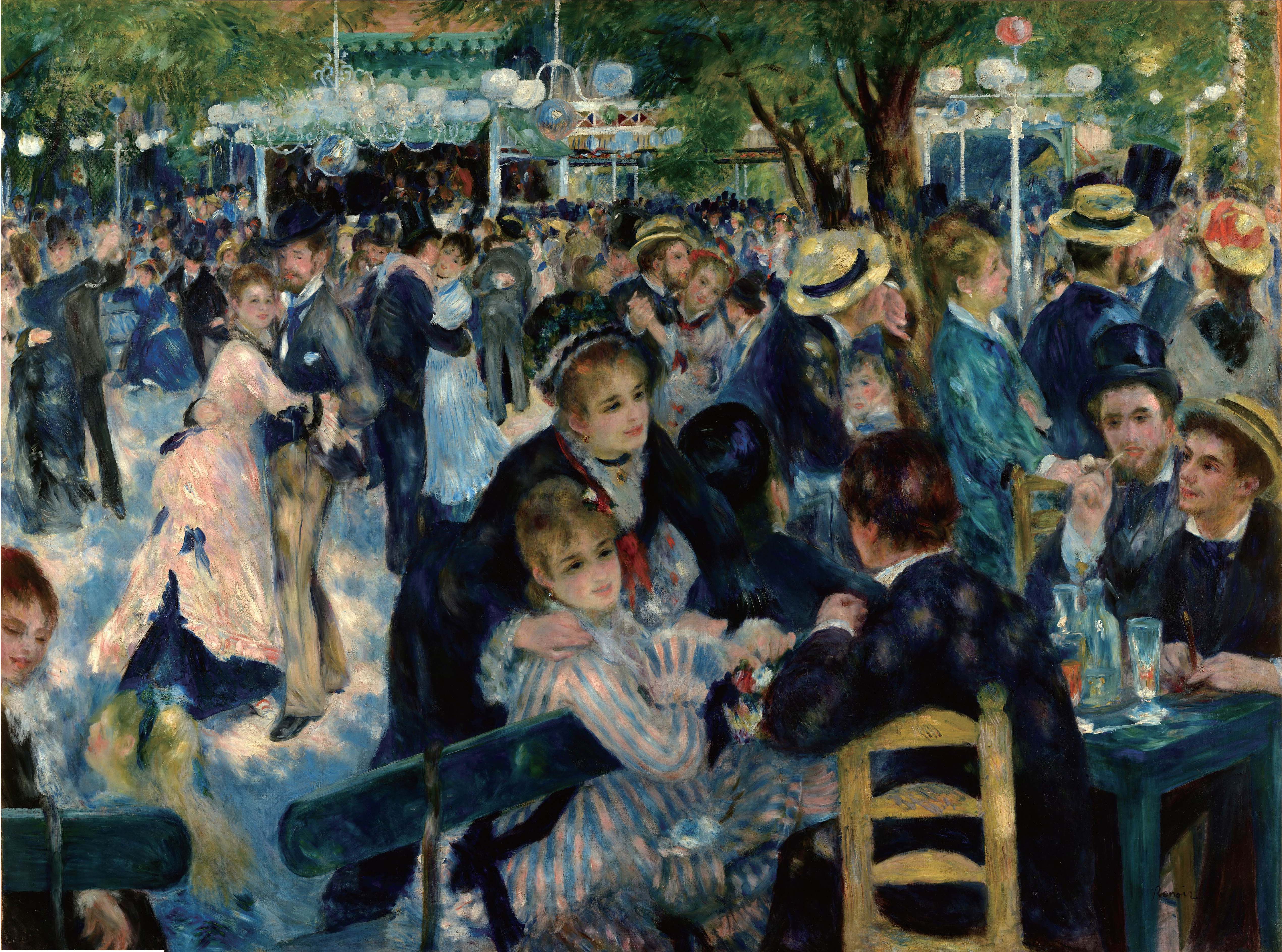 General 5081x3773 Oil on canvas oil painting impressionism Auguste Renoir crowds women men hat artwork classic art dancing
