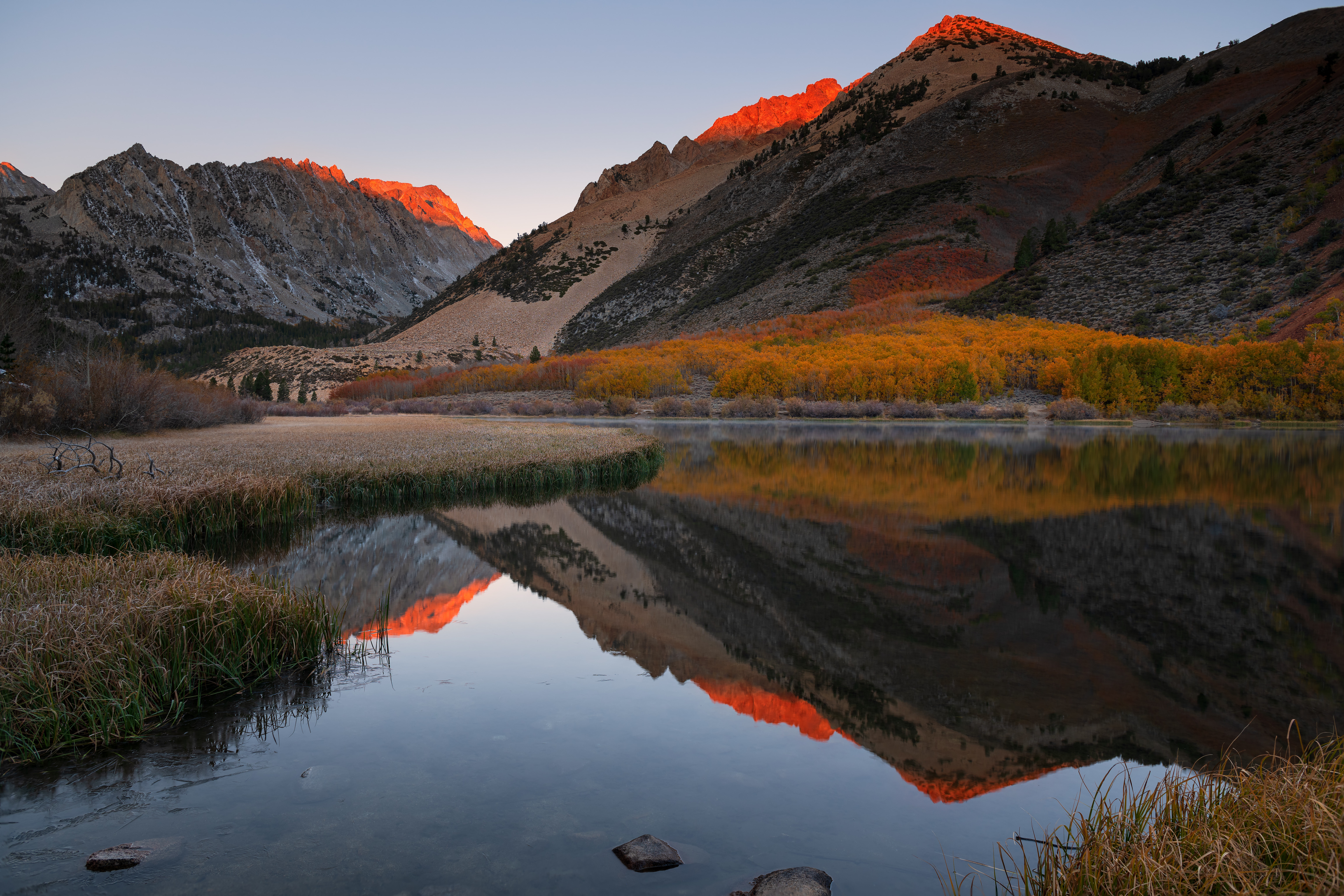 General 6144x4097 photography landscape lake reflection clear sky sunset Inyo National Forest California North Lake water nature USA