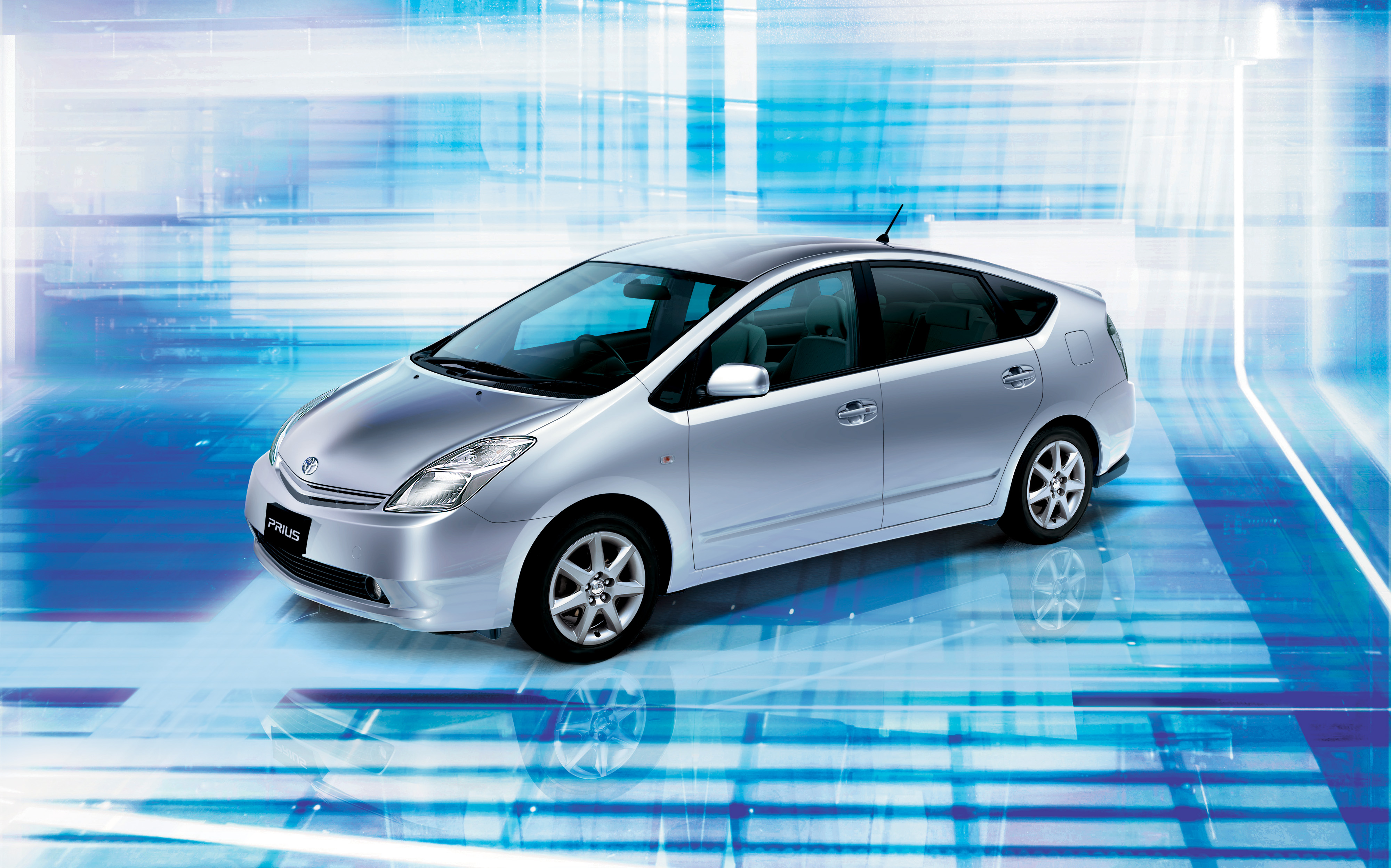 General 4000x2497 Toyota Toyota Prius hybrid (car) side view vehicle reflection car silver cars