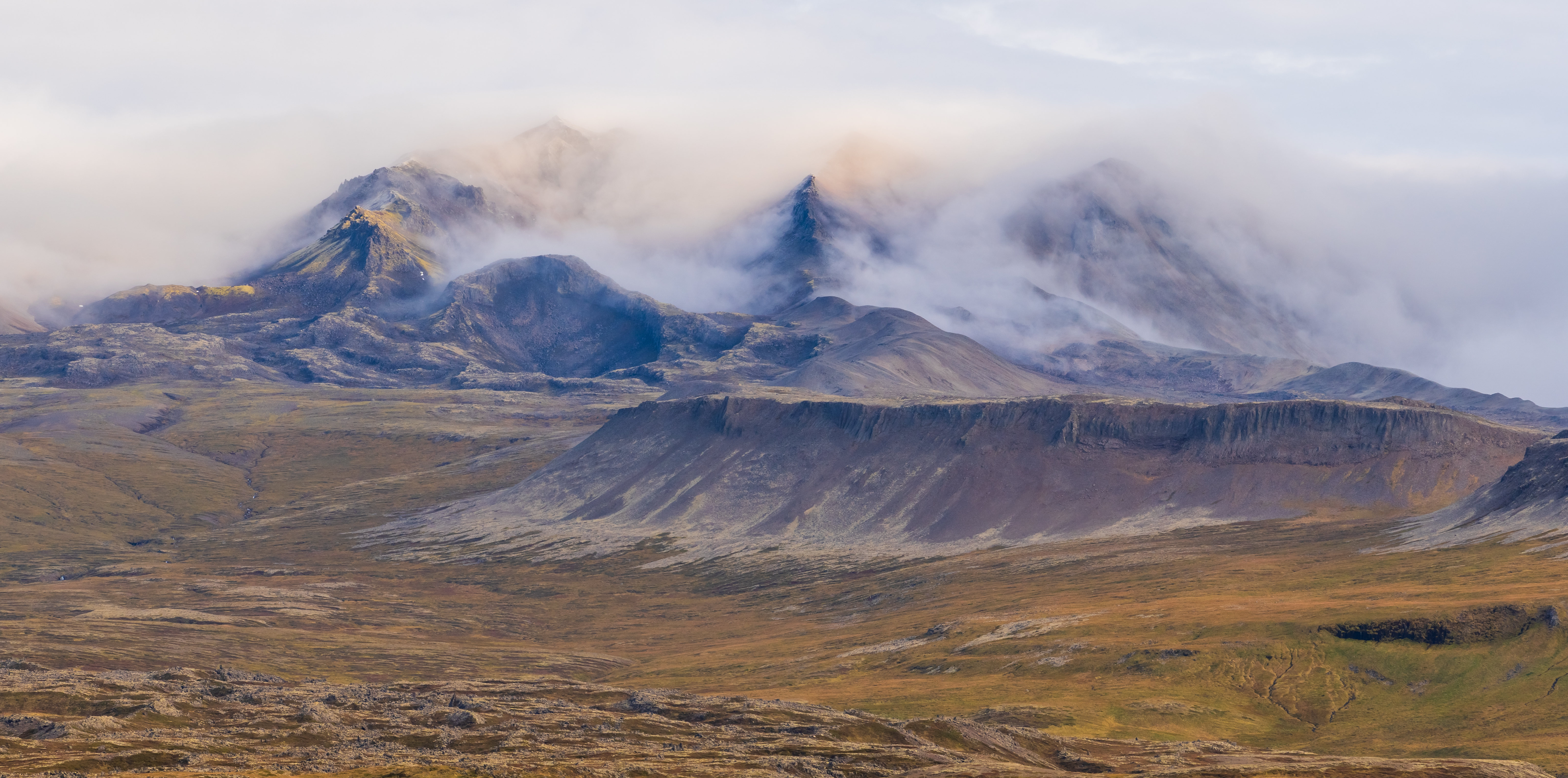 General 6144x3050 mountains Iceland clouds mist nature photography