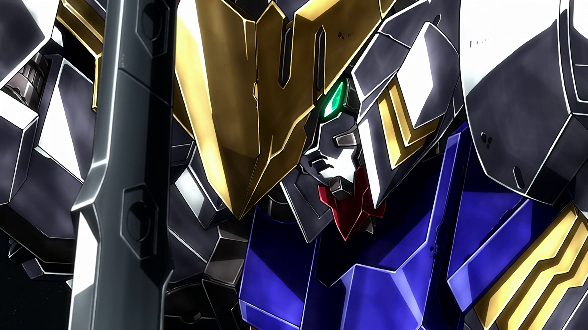 Anime 1920x1080 Mobile Suit Gundam: Iron-Blooded Orphans Gundam Barbatos glowing eyes space Anime screenshot anime mechs