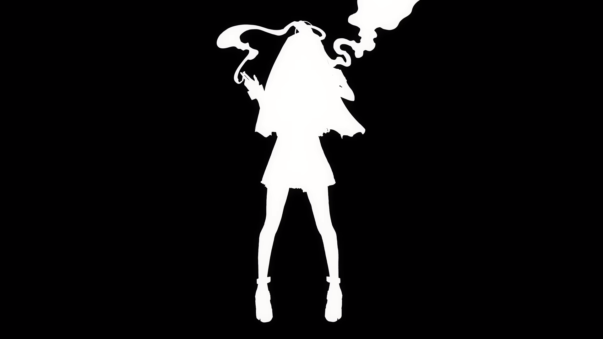 Anime 1920x1080 Hatsune Miku cigarettes nun outfit halo dark background simple background dark silhouette minimalism Vocaloid anime girls