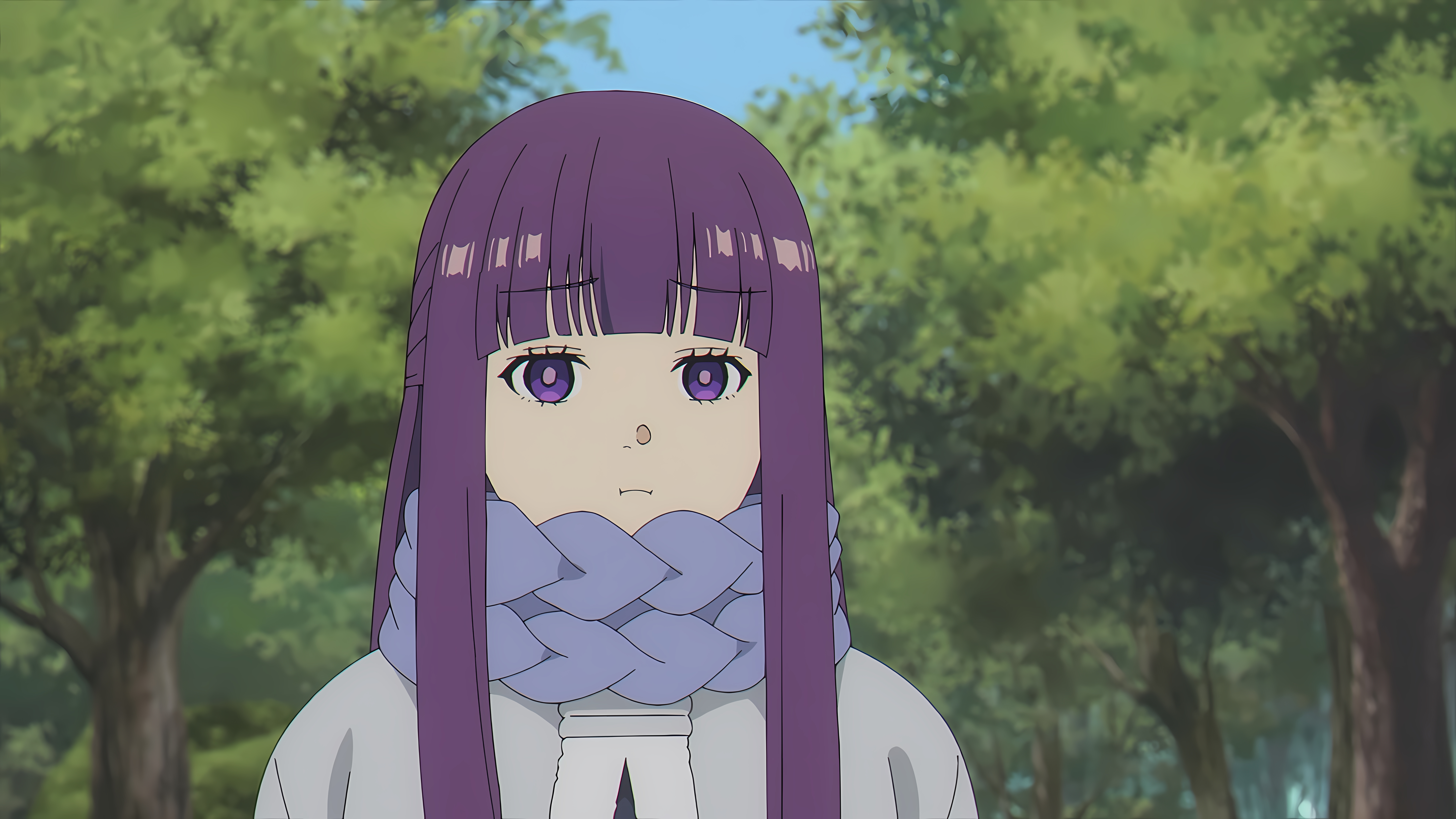 Anime 7680x4320 Sousou No Frieren anime girls upscaled Fern (Sousou No Frieren) purple hair purple eyes