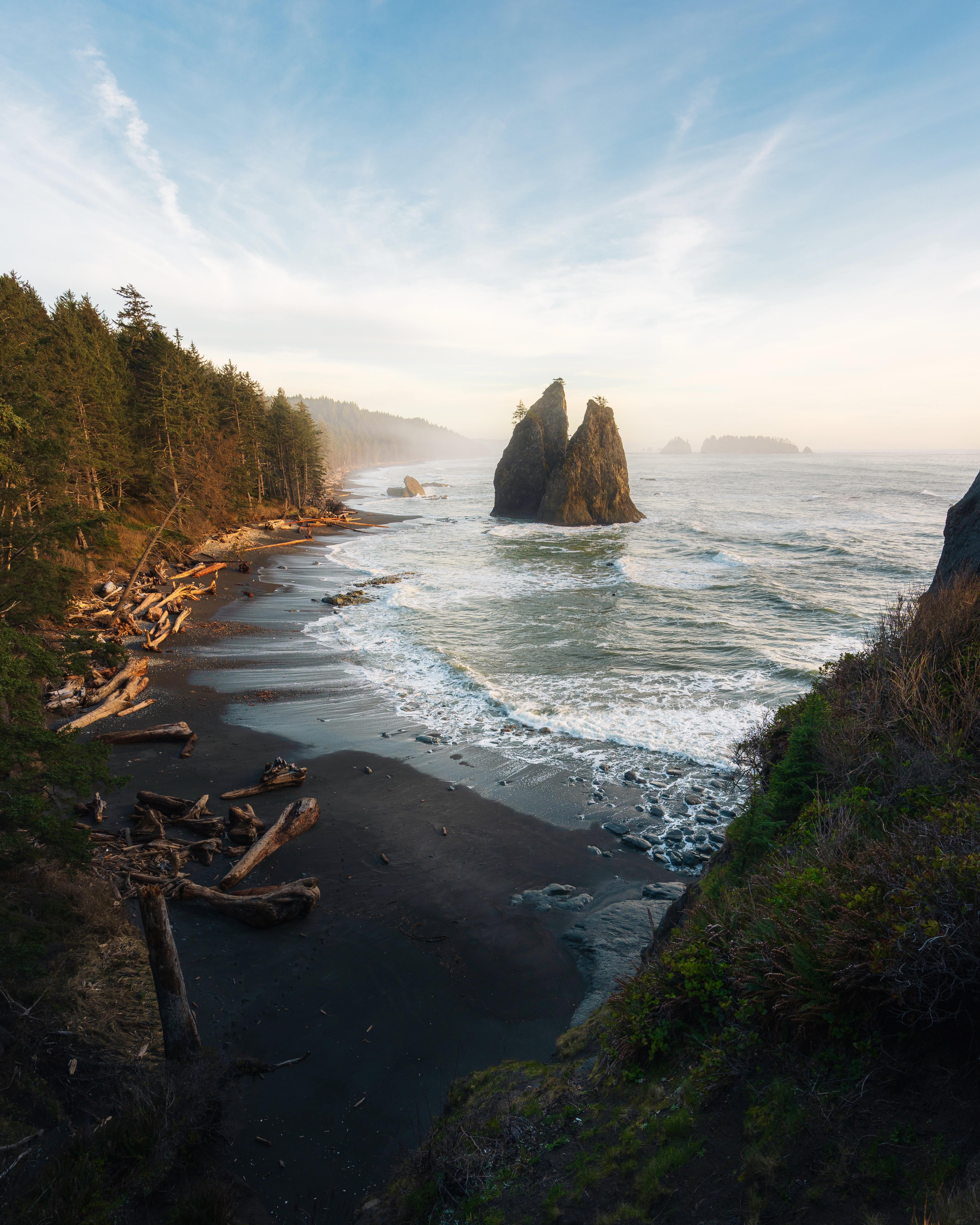 General 4498x5623 Rialto Beach nature landscape forest sea Olympic National Park USA Washington (state) driftwood waves beach