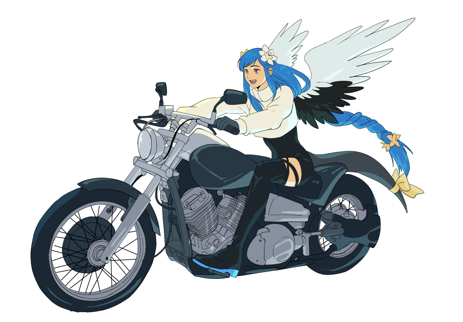 Anime 1500x1044 Guilty Gear Guilty gear strive Queen Dizzy anime games anime girl with wings vehicle blue hair