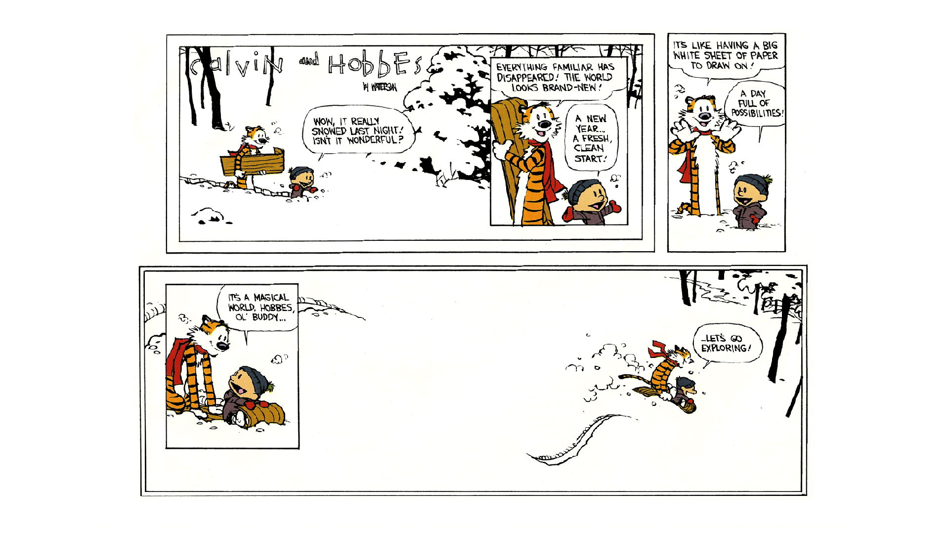 General 1920x1080 Calvin and Hobbes Bill Watterson comic art white background