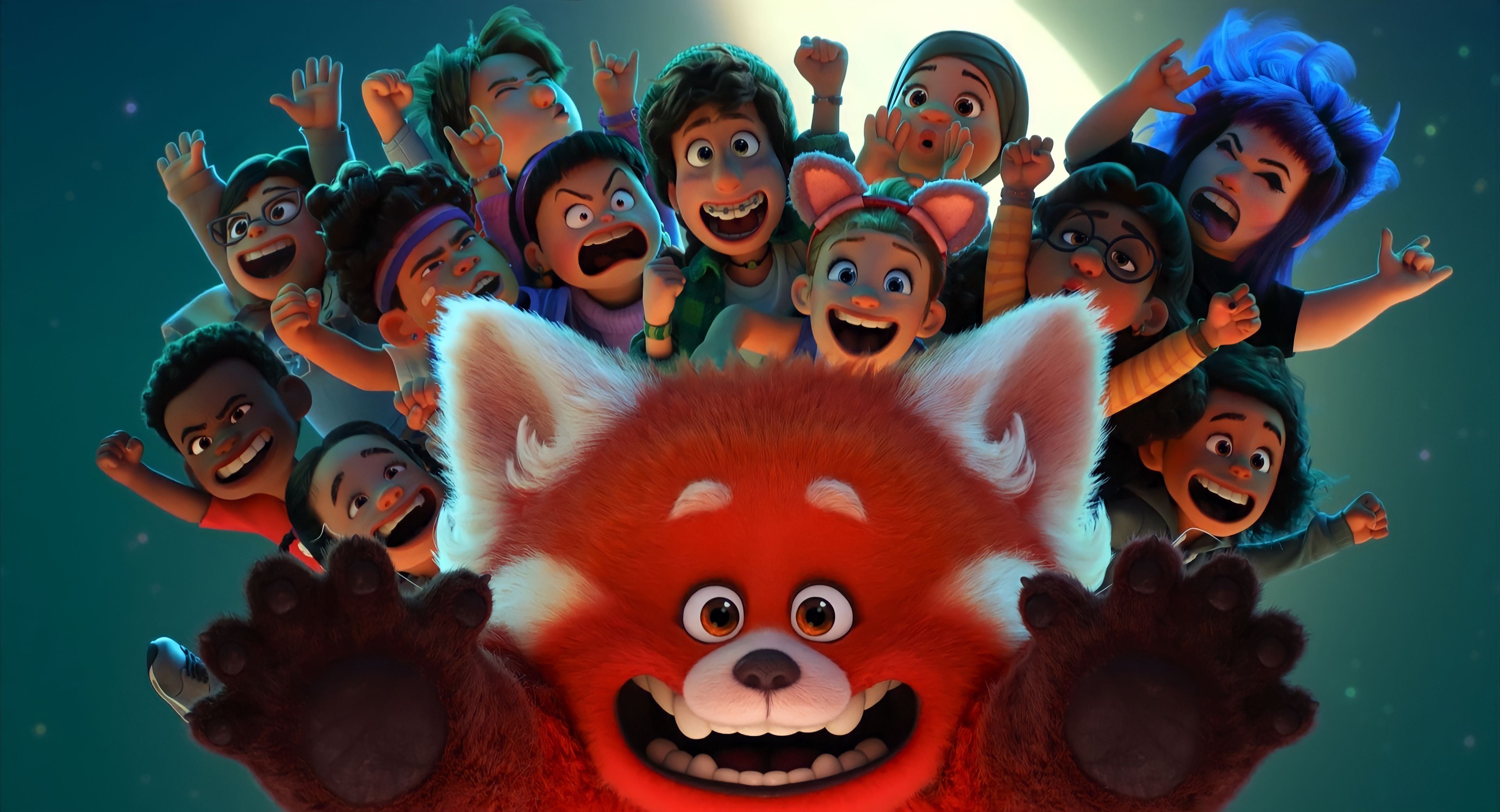 General 3840x2080 turning red animation Pixar Animation Studios red panda digital art