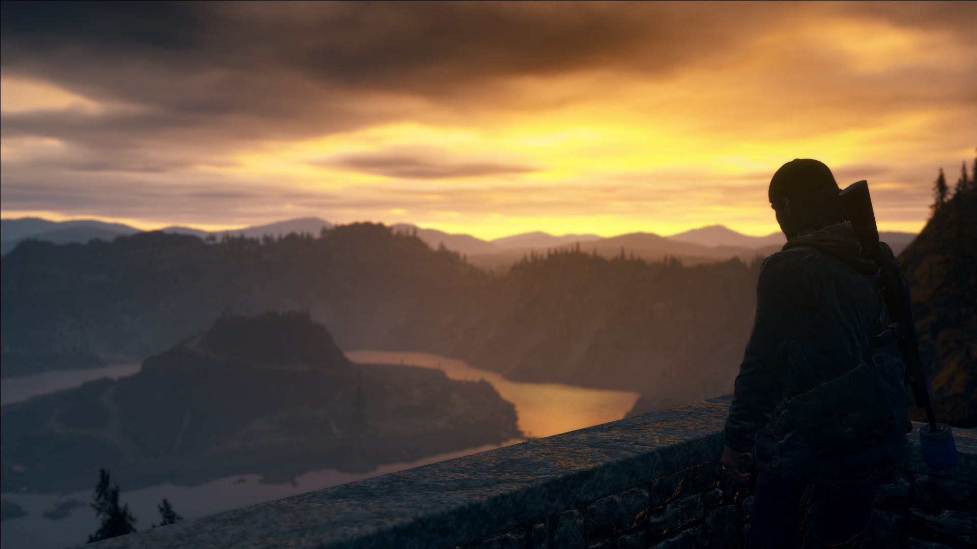 General 1920x1080 Days Gone video game art video games screen shot sky video game characters Deacon St John sunrise clouds Sony Playstation bend studios sunlight landscape mountains CGI