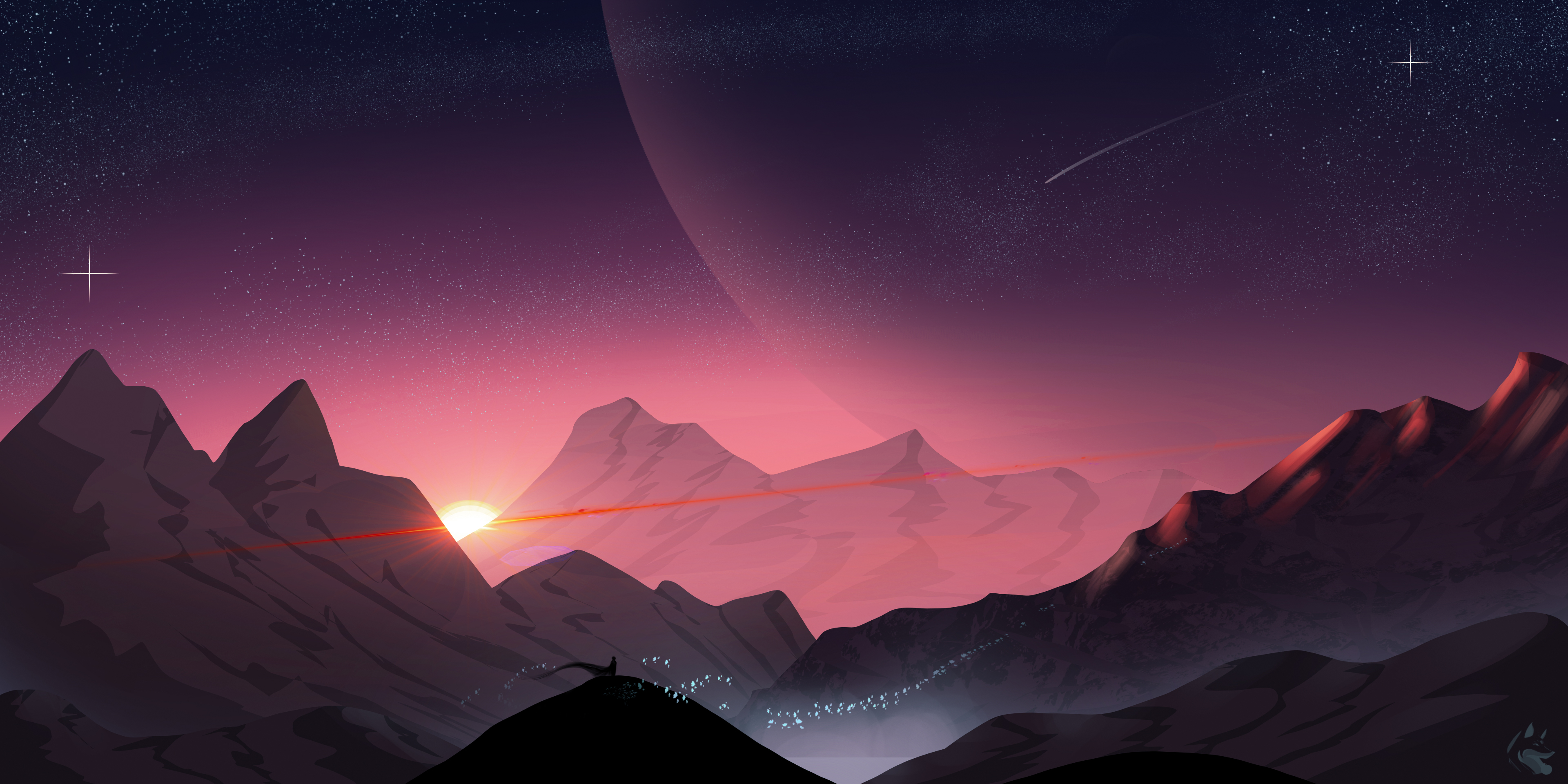 General 3840x1920 mountains space planet sunset Marci Lustra