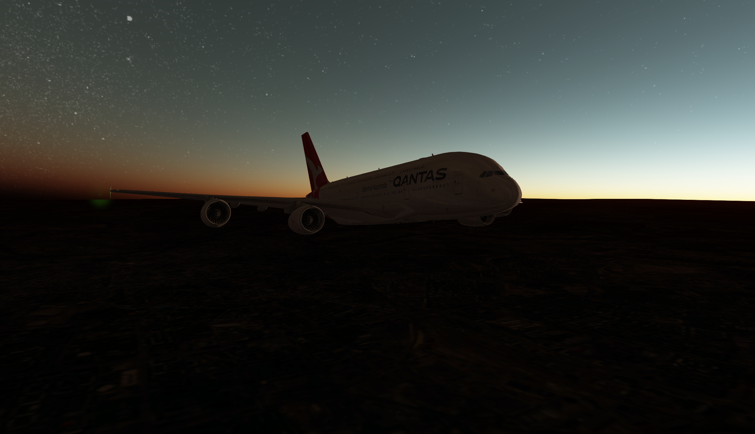 General 2410x1388 Airbus A380 Airbus flying flight simulator sky Qantas Airways airplane sunset screen shot vehicle PC gaming