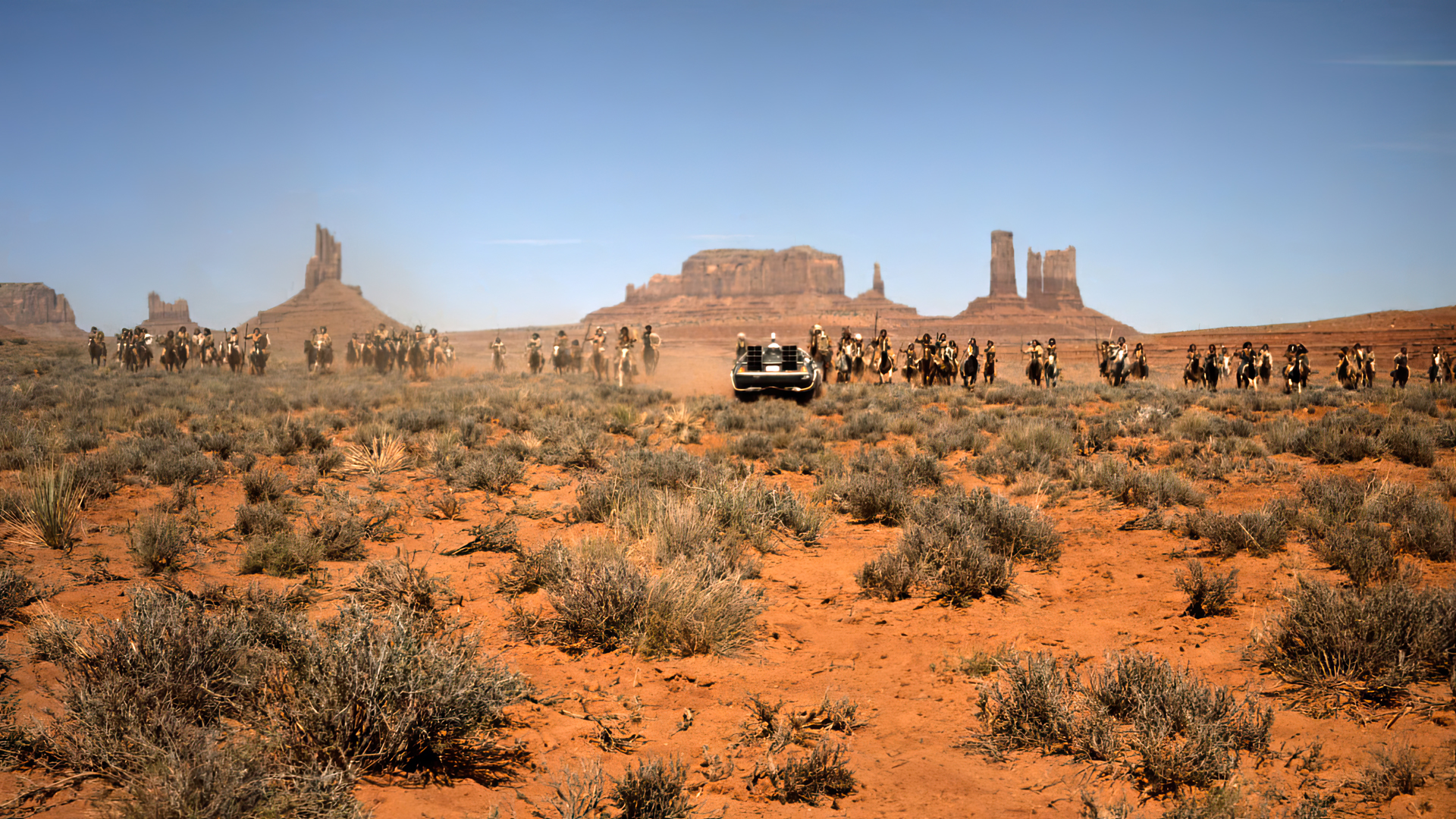 General 1920x1080 Back to the Future III (Movie) movies film stills Robert Zemeckis desert DeLorean plants sky Native Americans Monument Valley
