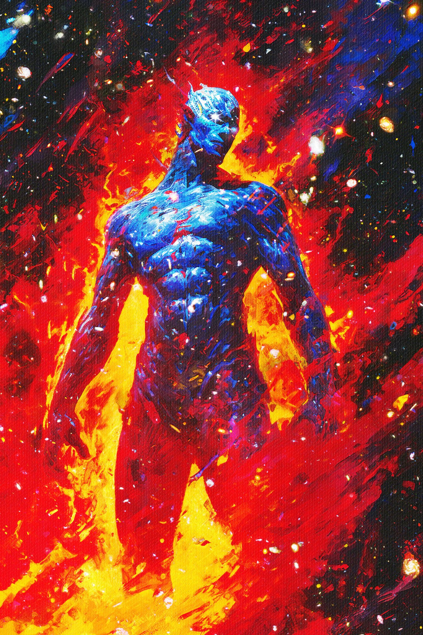 General 1365x2048 Dr. Manhattan illustration digital art Watchmen fiery portrait display superhero