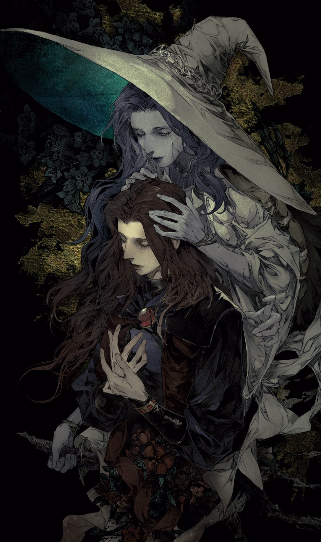 General 1086x1831 fantasy art digital art artwork Elden Ring video game art Ranni (Elden Ring) portrait display witch witch hat long hair video game characters video games closed eyes