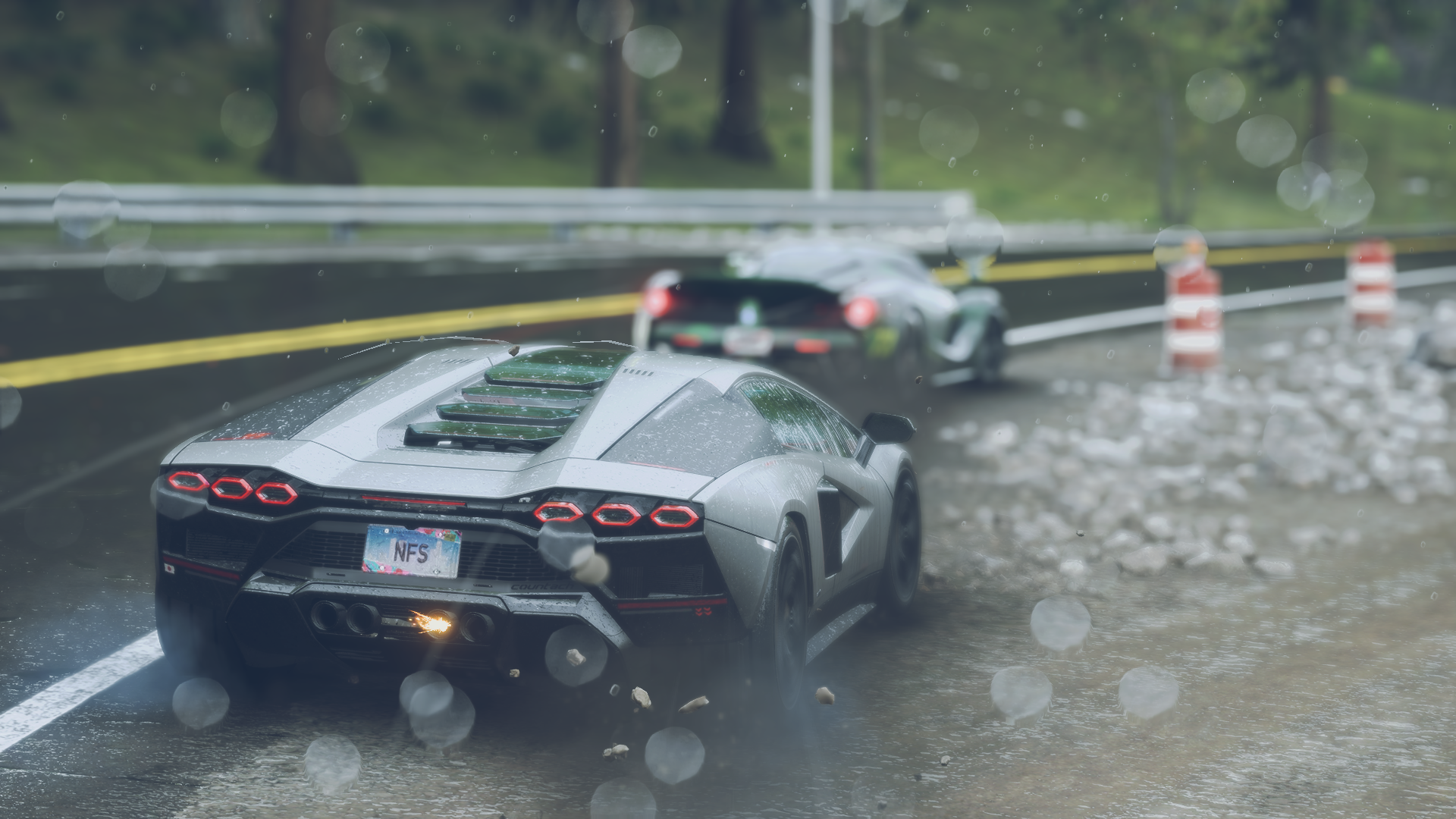 General 1920x1080 Need for Speed car video games licence plates street CGI taillights rain rear view