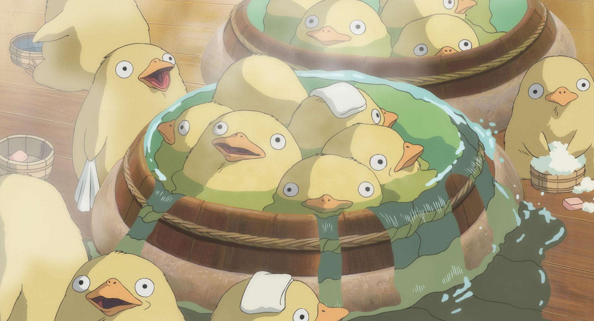 Anime 1920x1038 Studio Ghibli anime Anime screenshot water Spirited Away animals