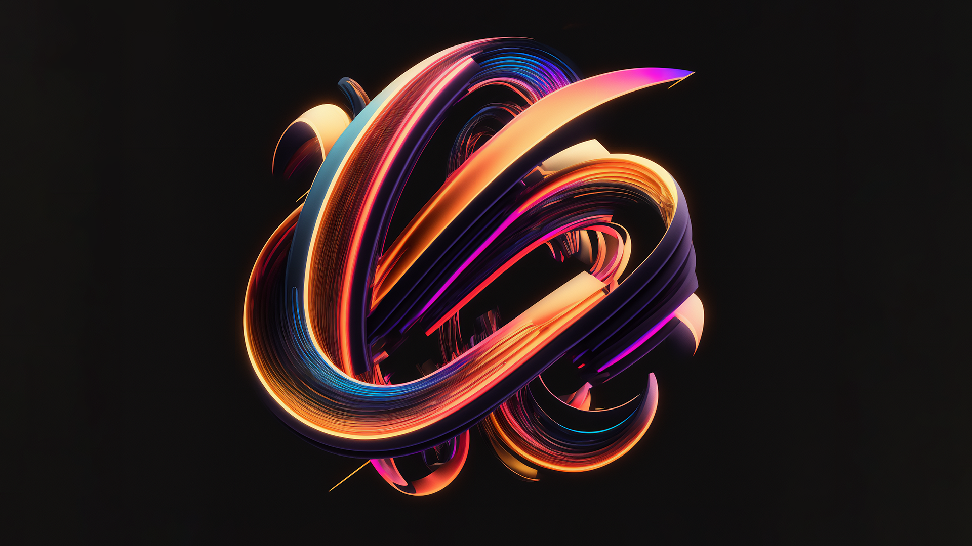 General 1920x1080 AI art abstract swirly colorful simple background minimalism black background