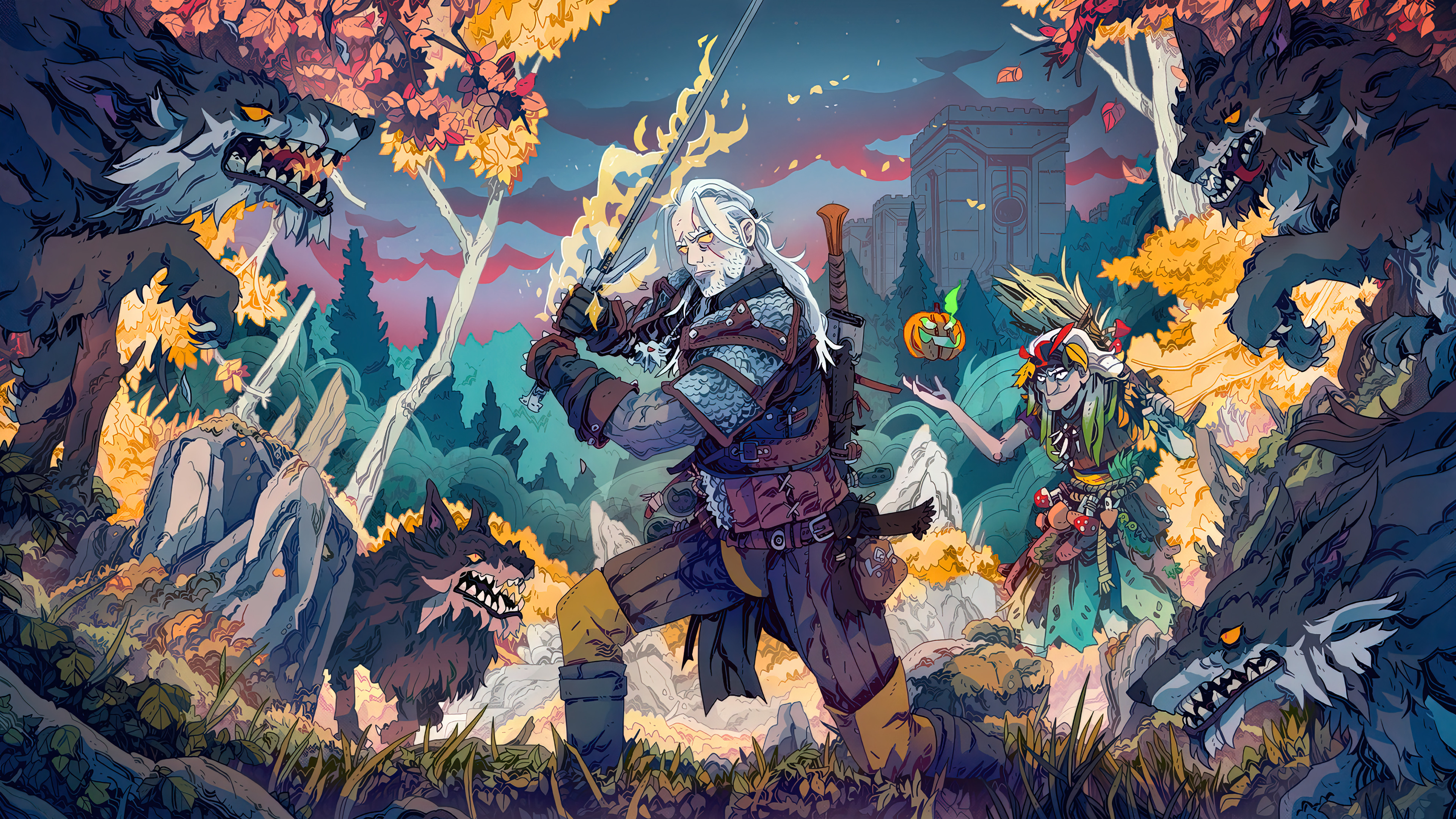 General 3840x2160 The Witcher video game art artwork Geralt of Rivia cartoon