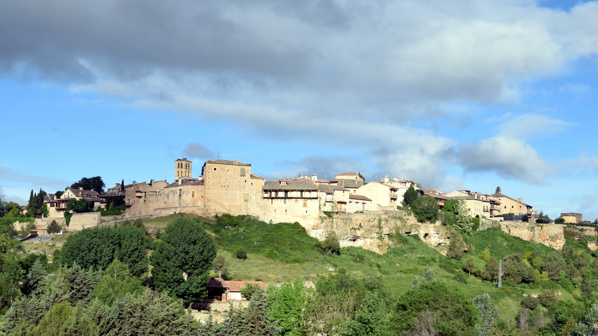 General 1920x1080 Pedraza Segovia Castilla y León Spain medieval village trees sky clouds building