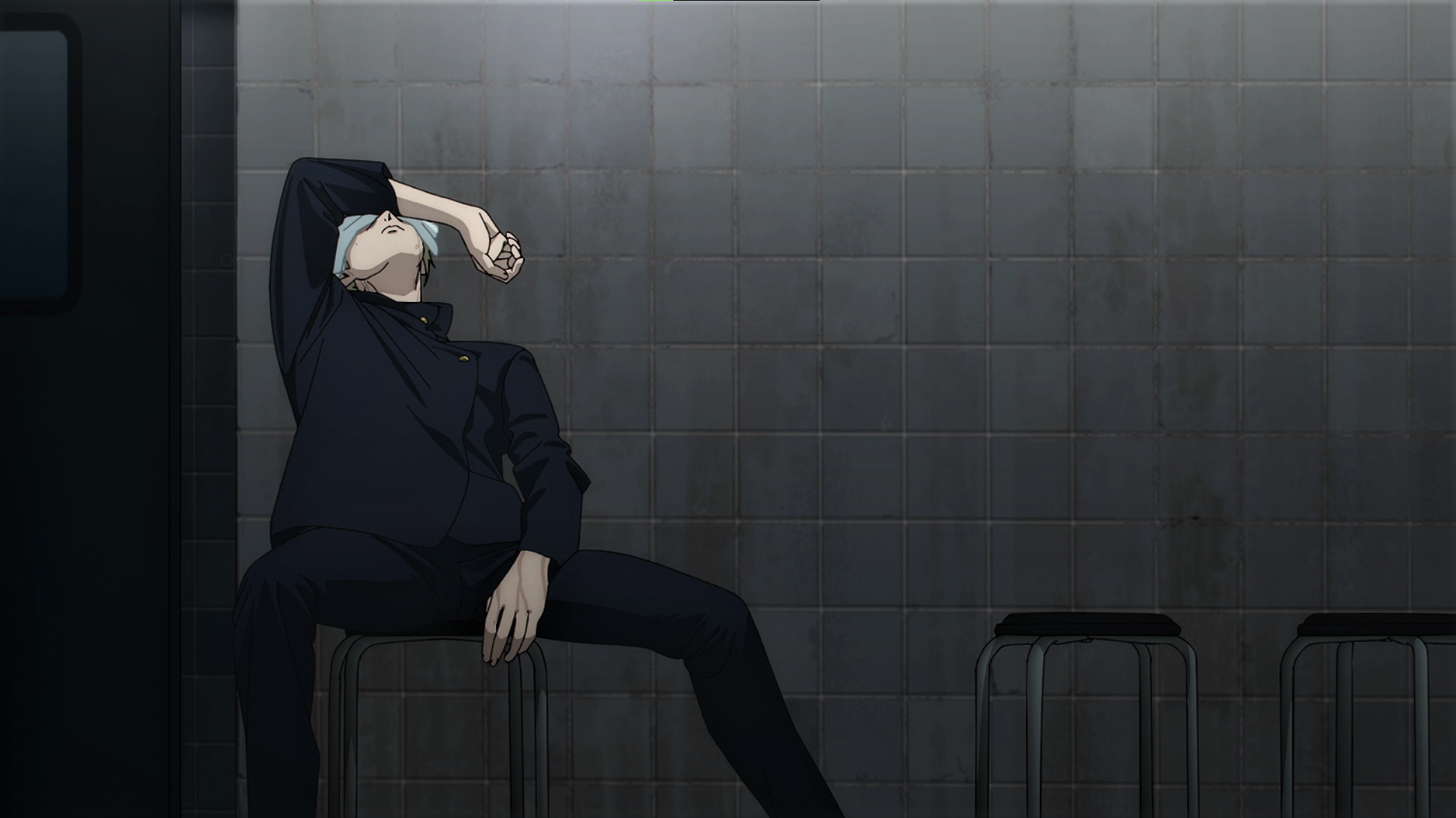 Anime 1920x1078 Jujutsu Kaisen Kento Nanami tired uniform stools anime Anime screenshot anime boys sitting