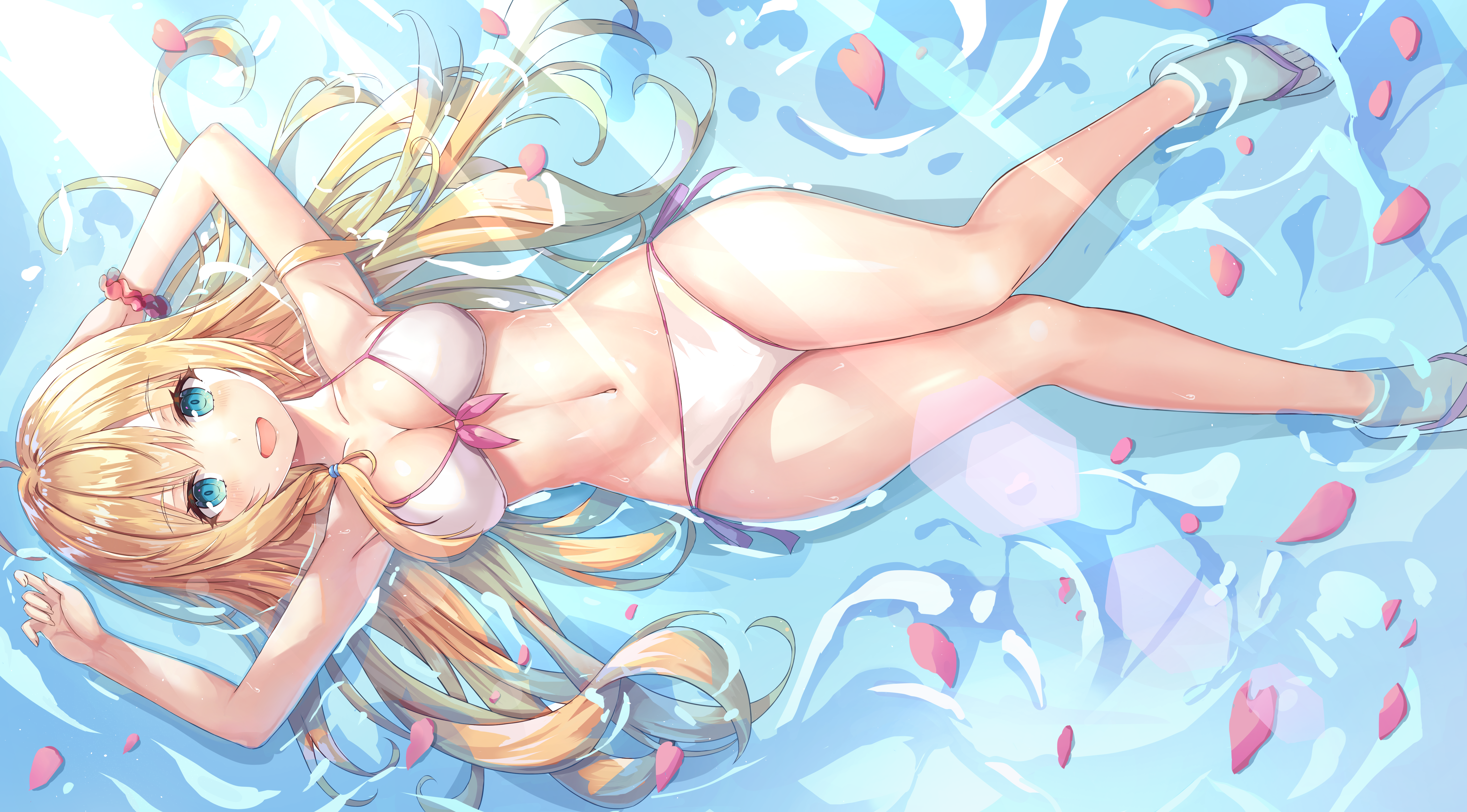 Anime 5751x3184 Princess Connect Re:Dive Pecorine (Princess Connect!) Jasony blue eyes water wet bikini legs blonde long hair anime girls