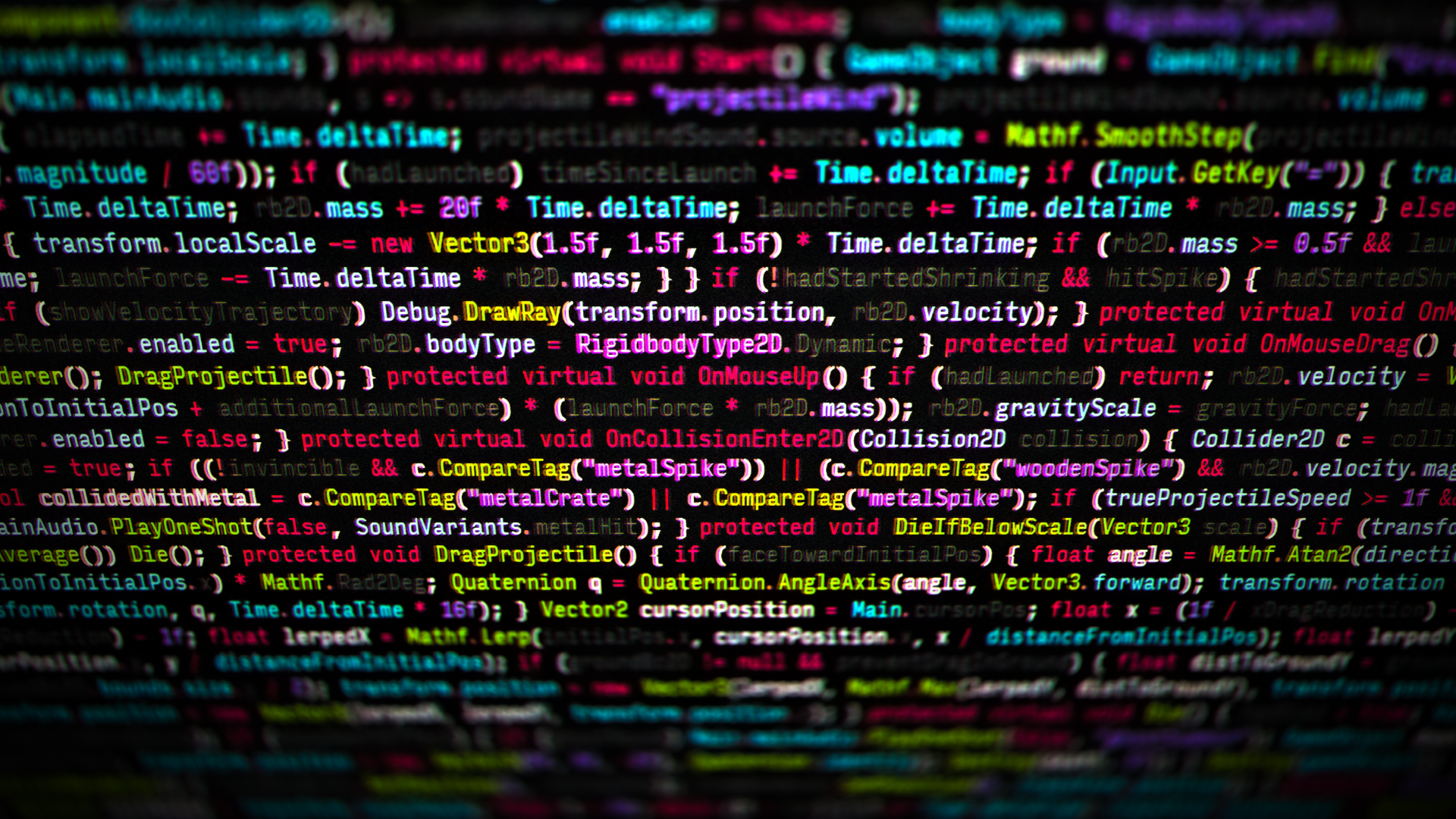 General 1920x1080 code programming programming language syntax highlighting depth of field tilt shift chromatic aberration blurred technology computer