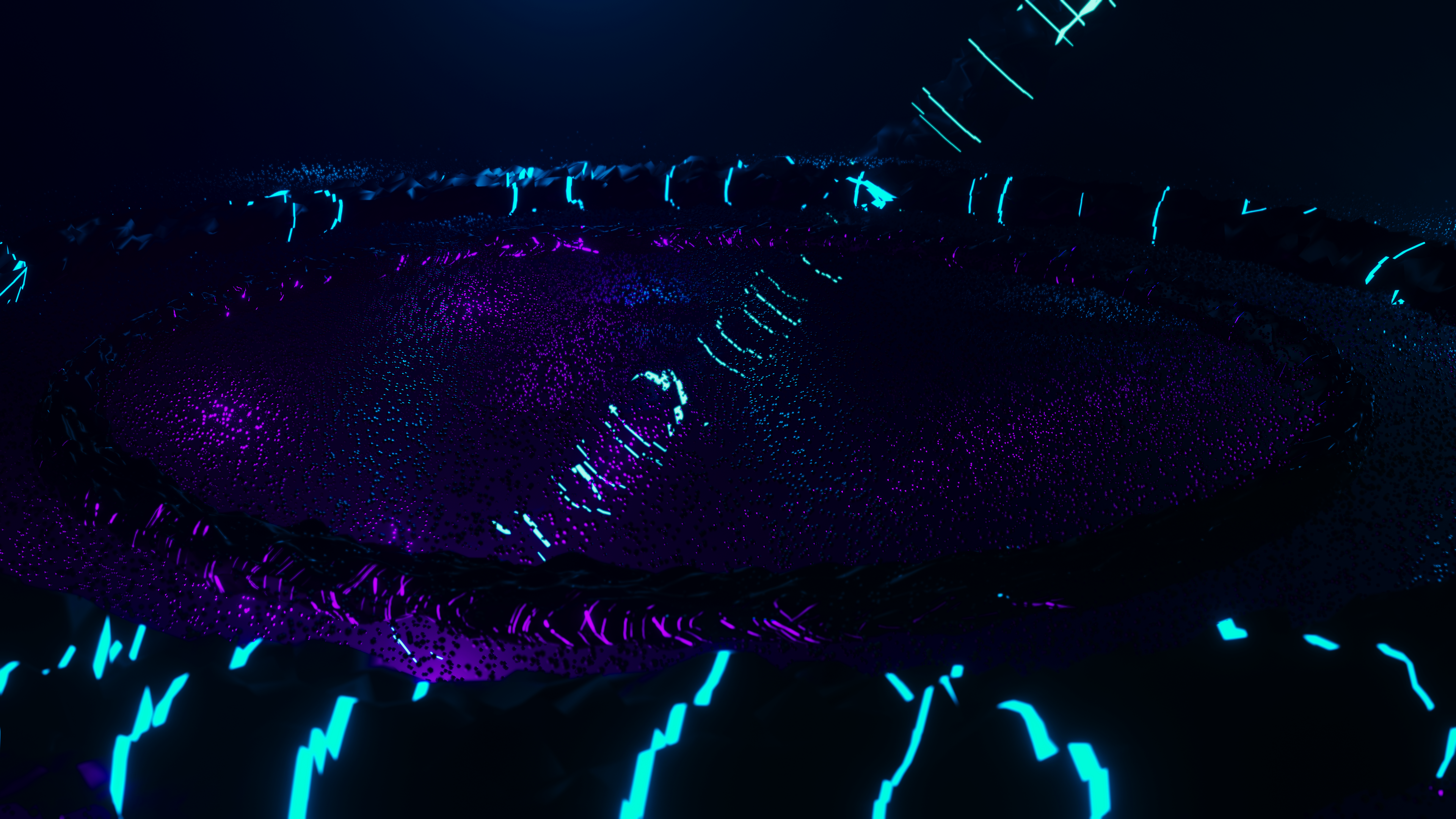 General 3840x2160 Blender particle floating particles CGI abstract purple cyan blue digital art low light