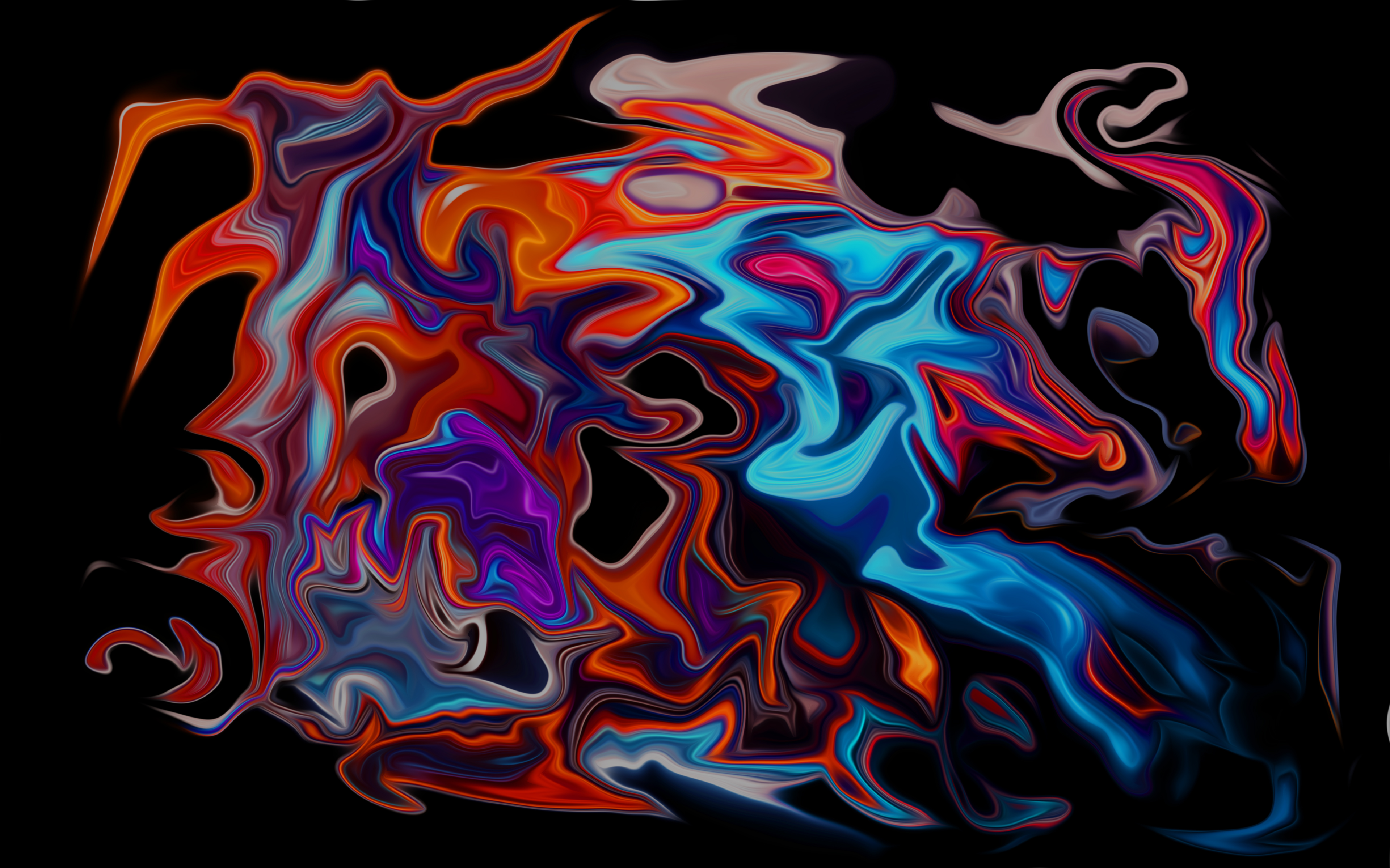 General 3840x2400 abstract dark colorful fluid liquid digital art black background