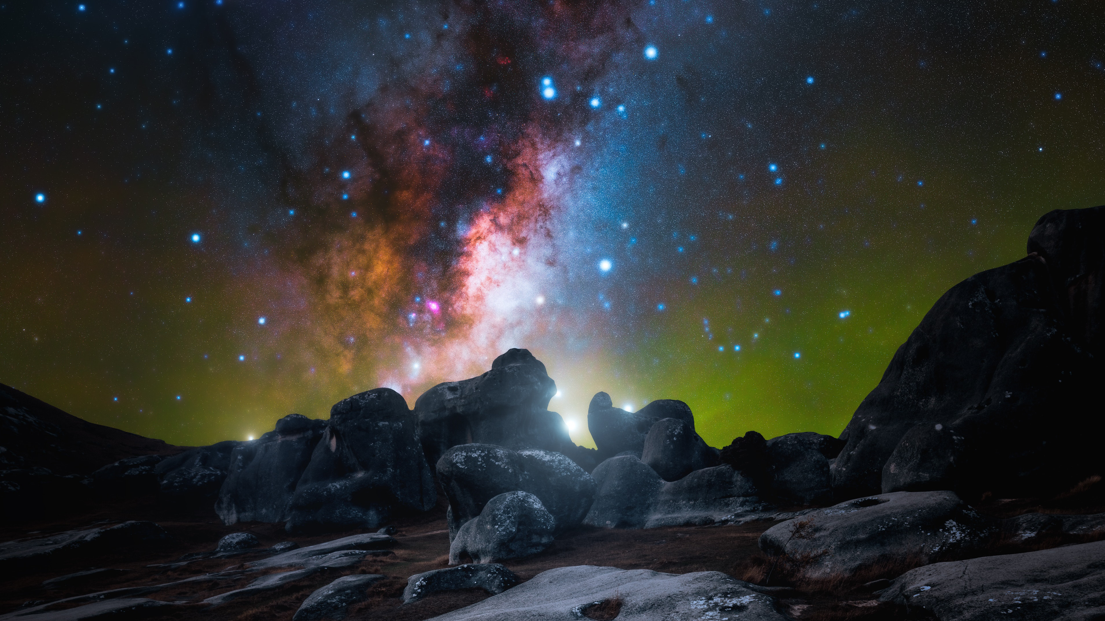 General 3840x2160 galaxy sky stars nightscape landscape night rocks nature