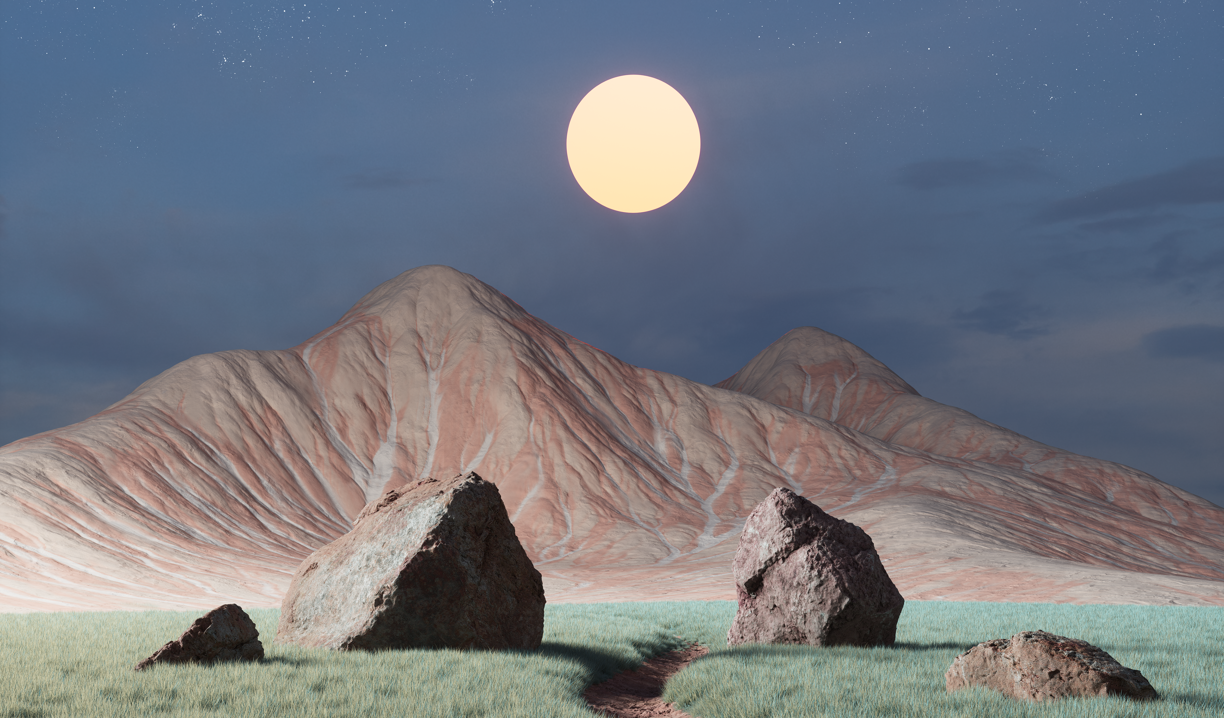 General 4800x2815 digital art artwork illustration nature mountains Sun sky landscape night nightscape rocks