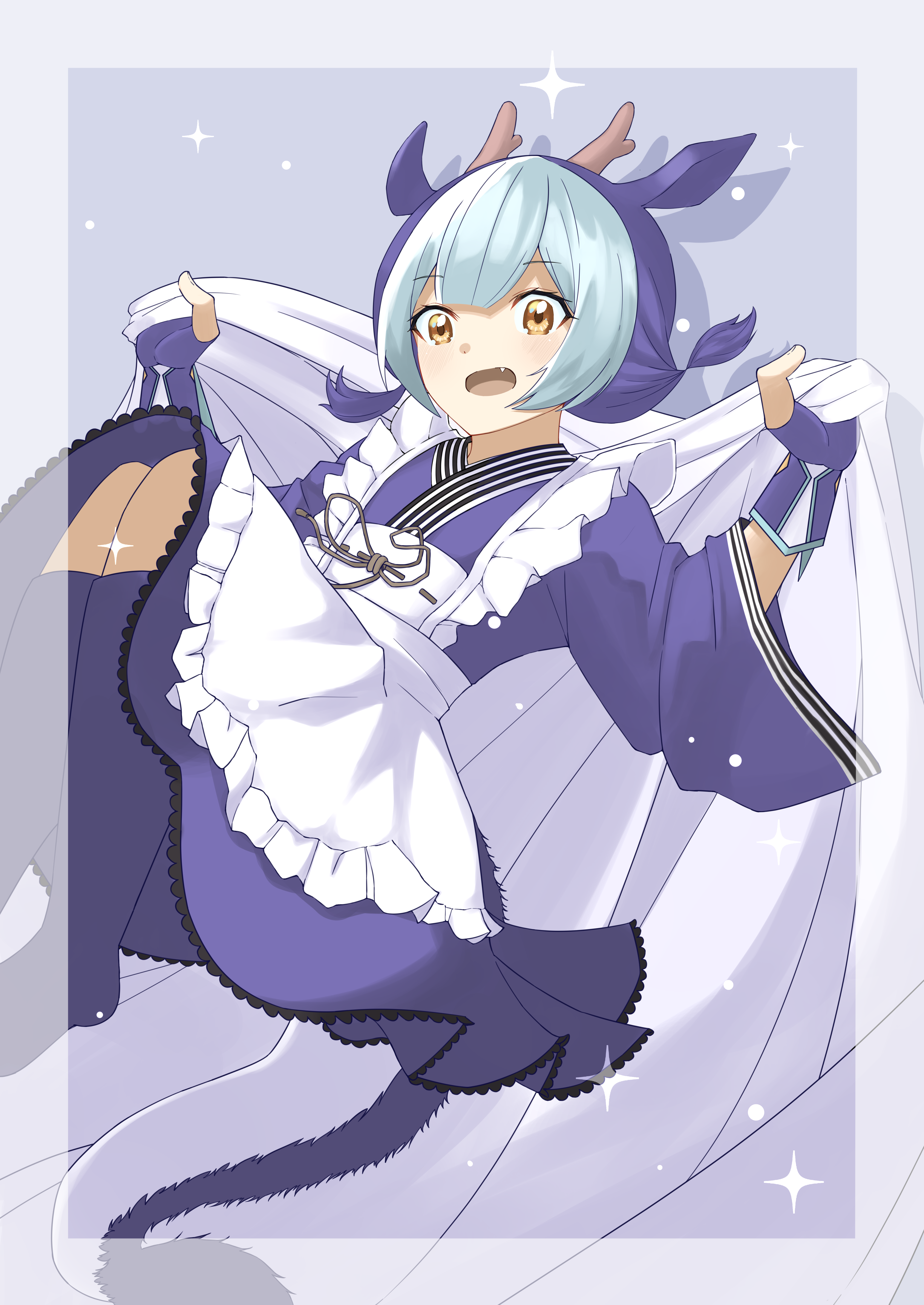 Anime 4299x6071 anime anime girls Trading Card Games Yu-Gi-Oh! Laundry Dragonmaid blue hair maid maid outfit artwork digital art fan art