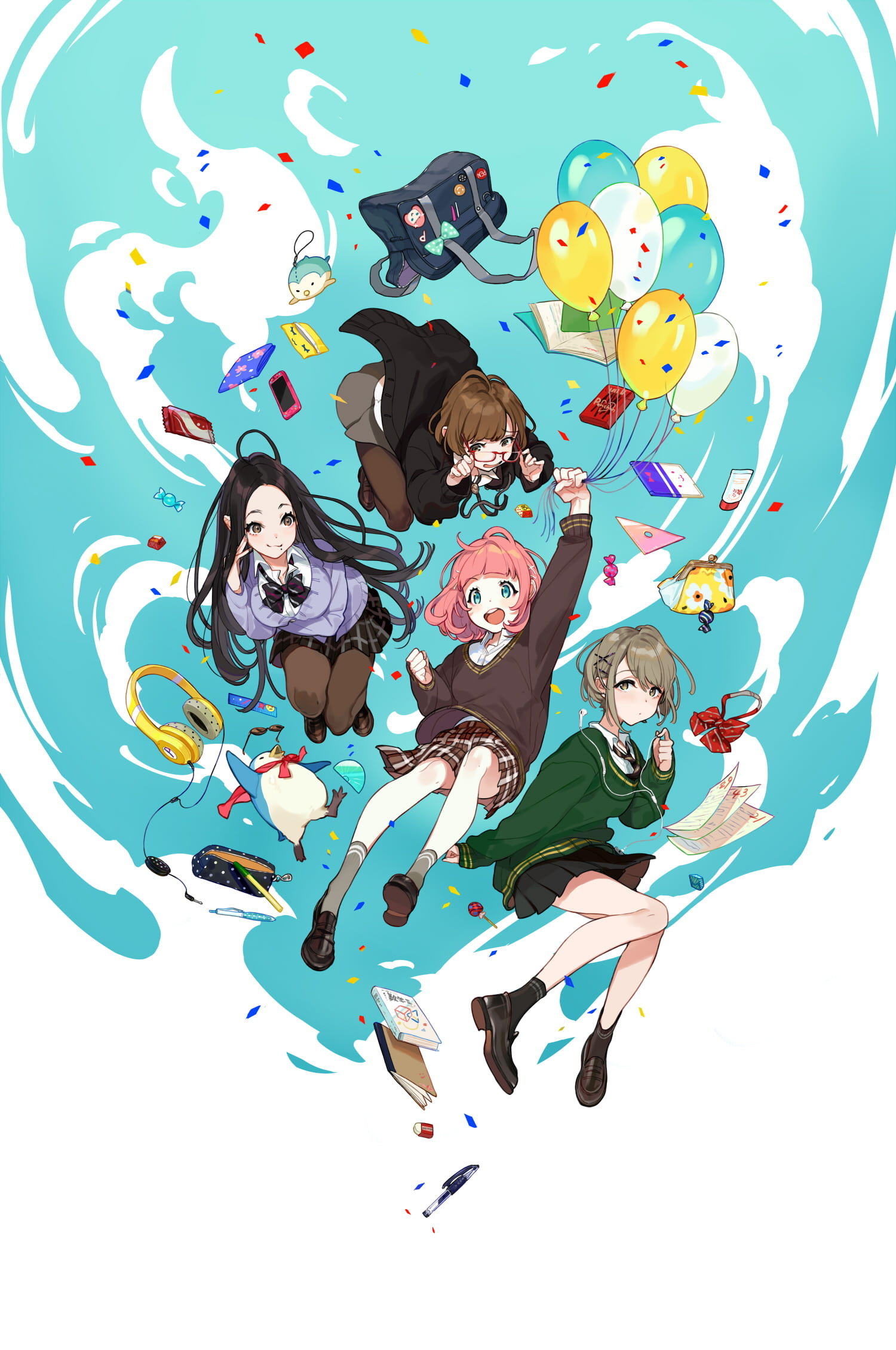 Anime 1500x2260 anime anime girls original characters artwork Youcapriccio school uniform