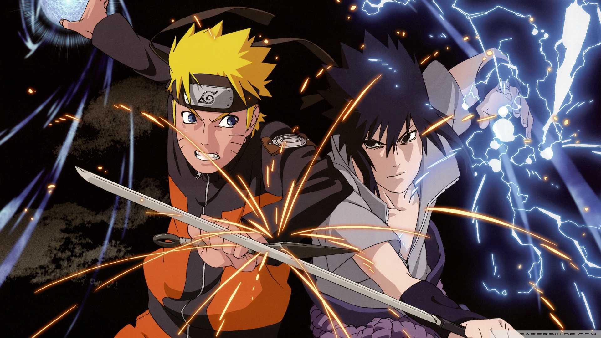 Anime 1920x1080 Uchiha Sasuke Naruto (anime) Uzumaki Naruto kunai