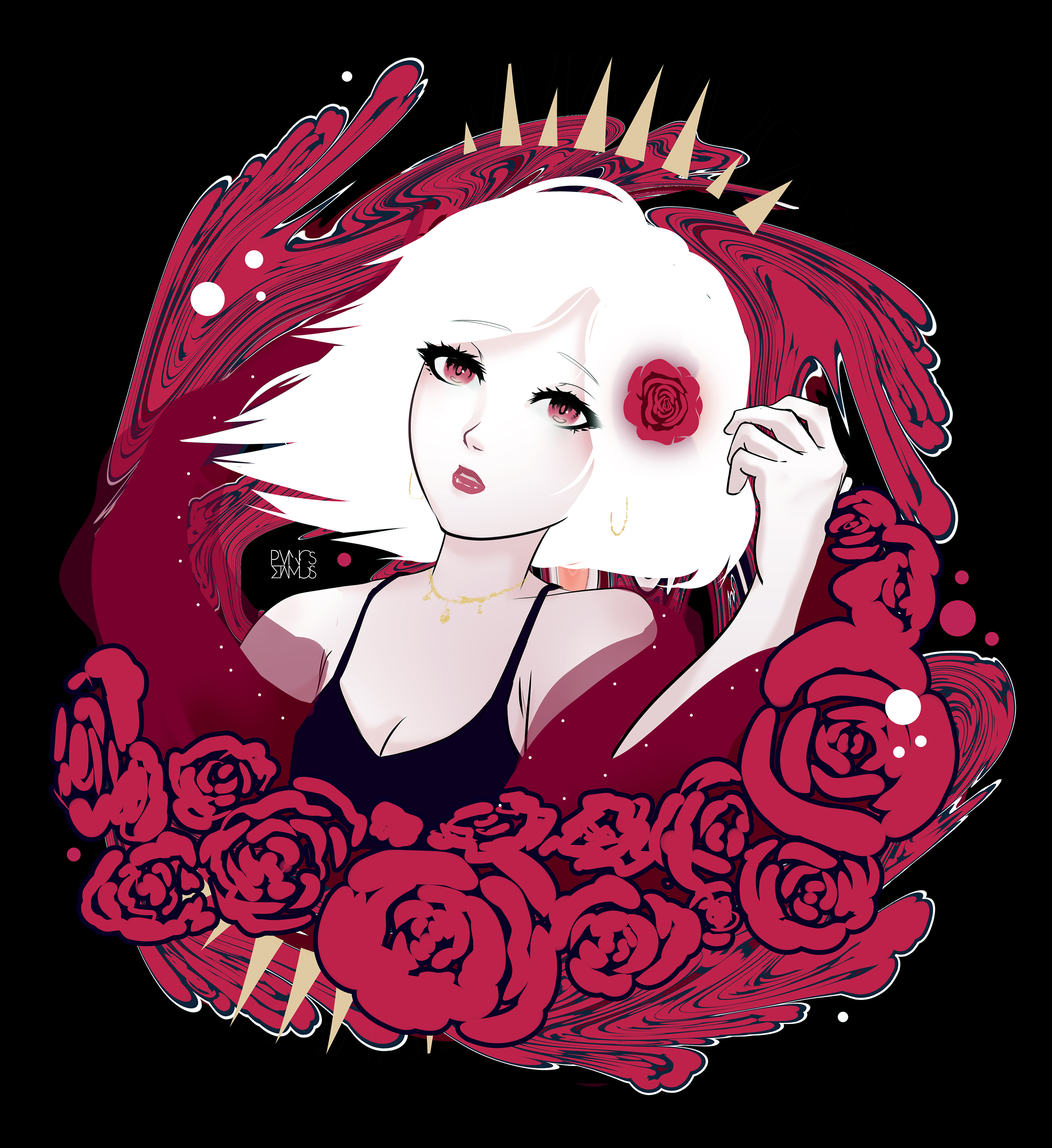 Anime 2620x2860 anime girls rose white hair red fantasy art illustration digital art love anime