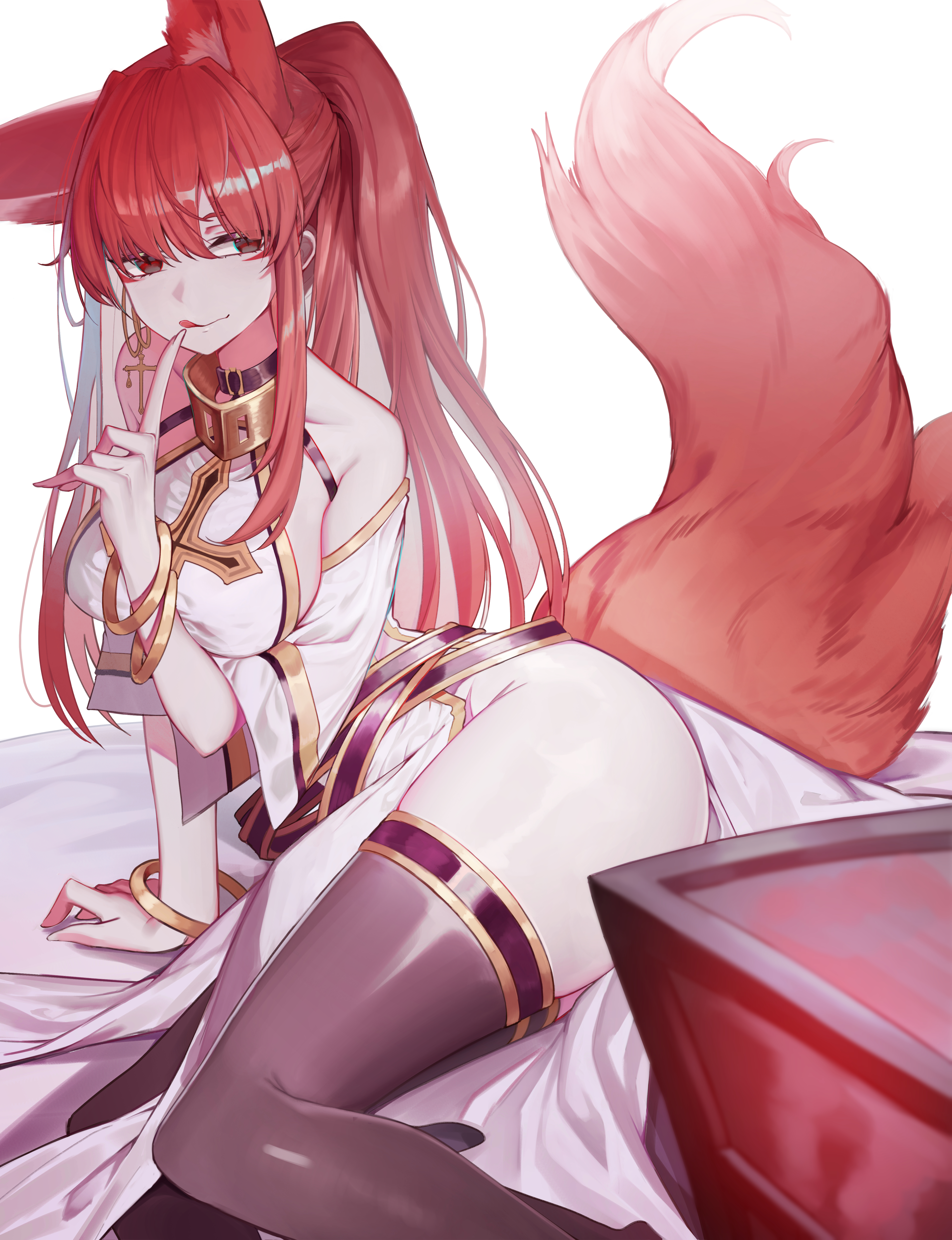 Anime 4362x5680 Ornimid anime animal ears thigh-highs thighs wide hips
