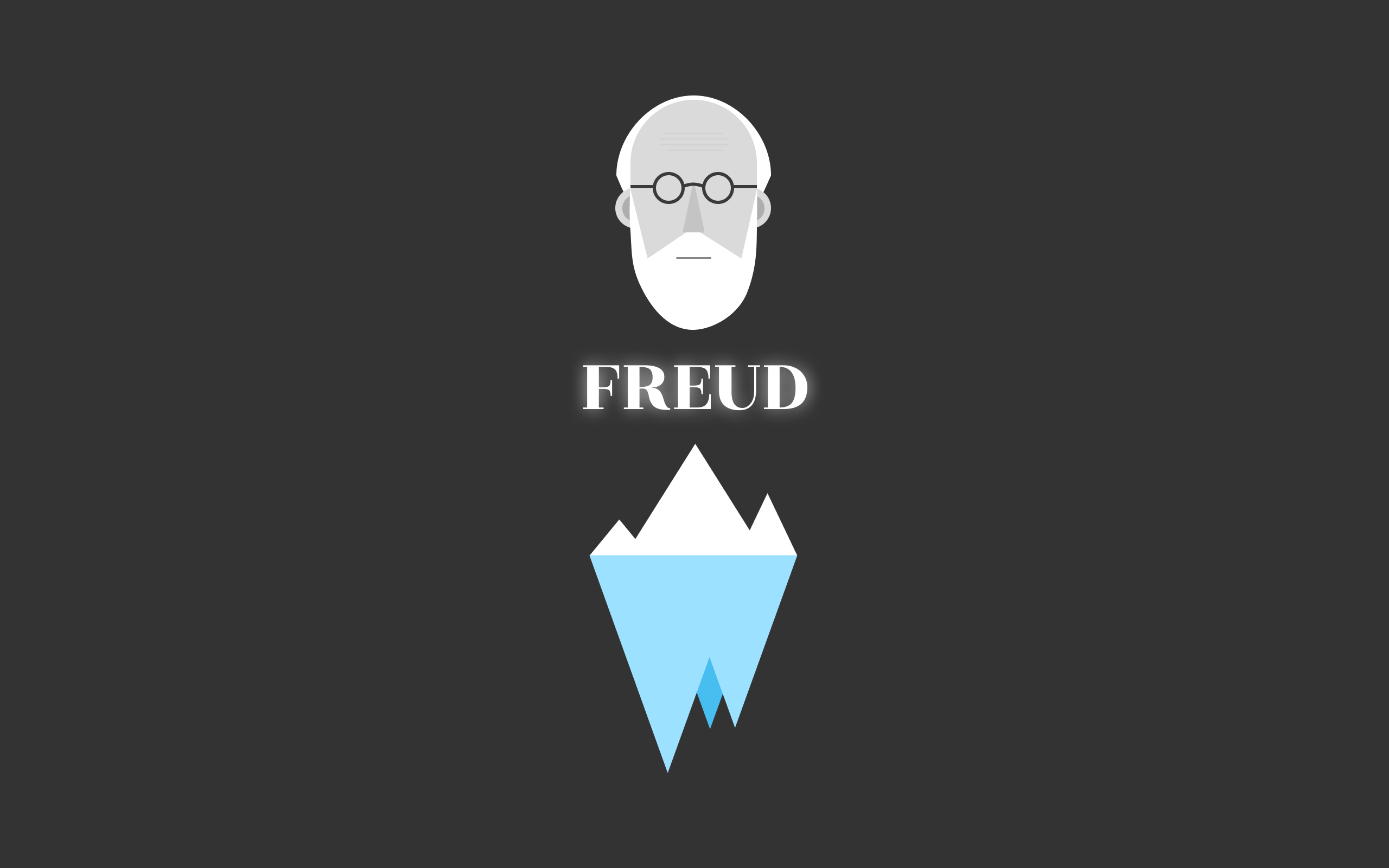 General 2560x1600 minimalism dark background vector science digital art simple background iceberg text Sigmund Freud
