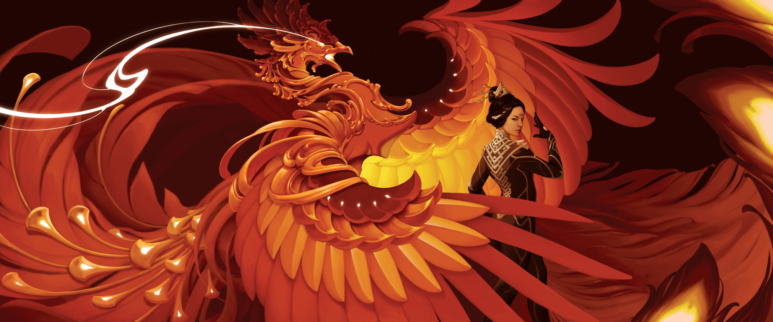 General 2500x1042 Iron widow book cover phoenix creature digital art ultrawide