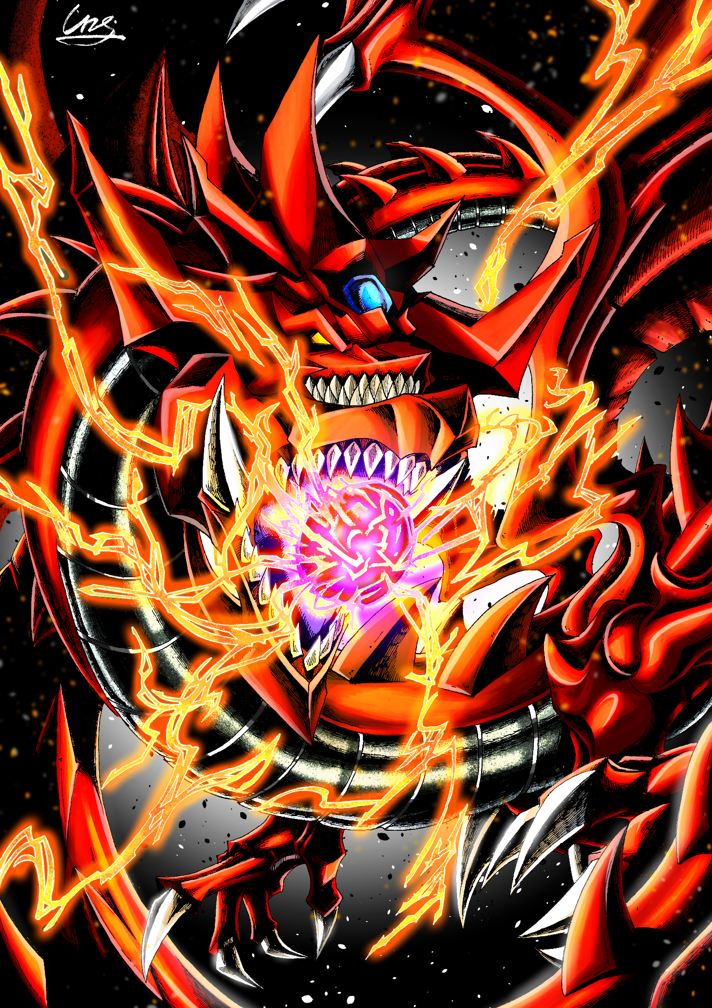 Anime 1458x2064 anime Trading Card Games Yu-Gi-Oh! Slifer the Sky Dragon artwork digital art fan art