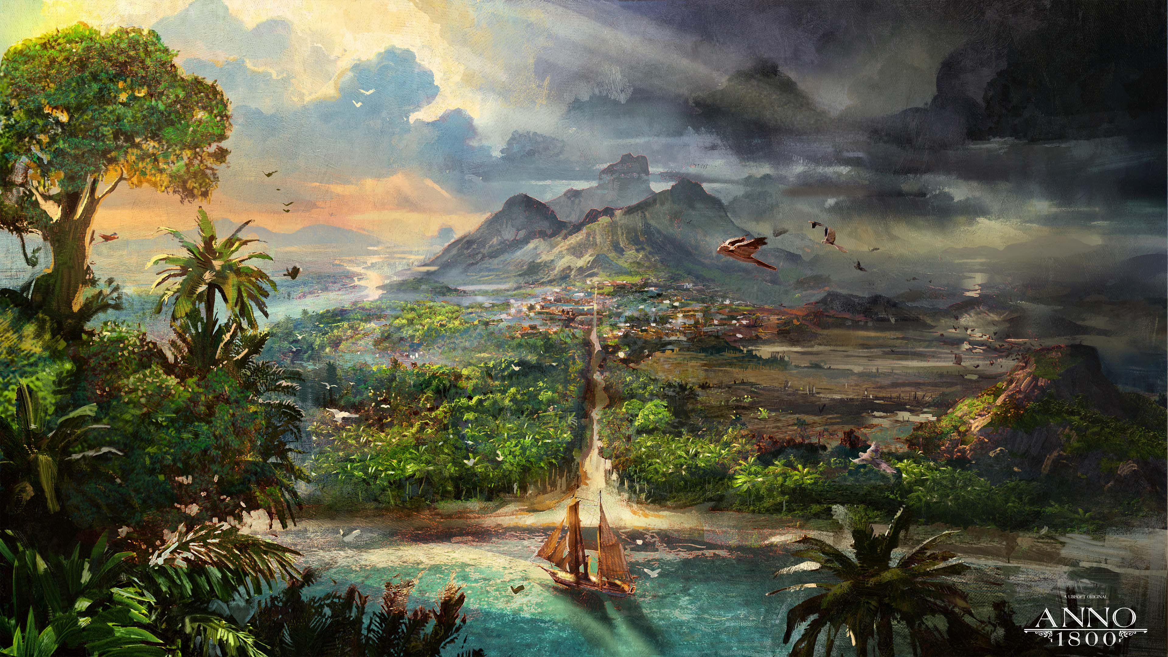 General 3840x2160 Anno 1800 1800s digital art concept art artwork Ubisoft South America tropical forest island video games PC gaming video game art video game landscape