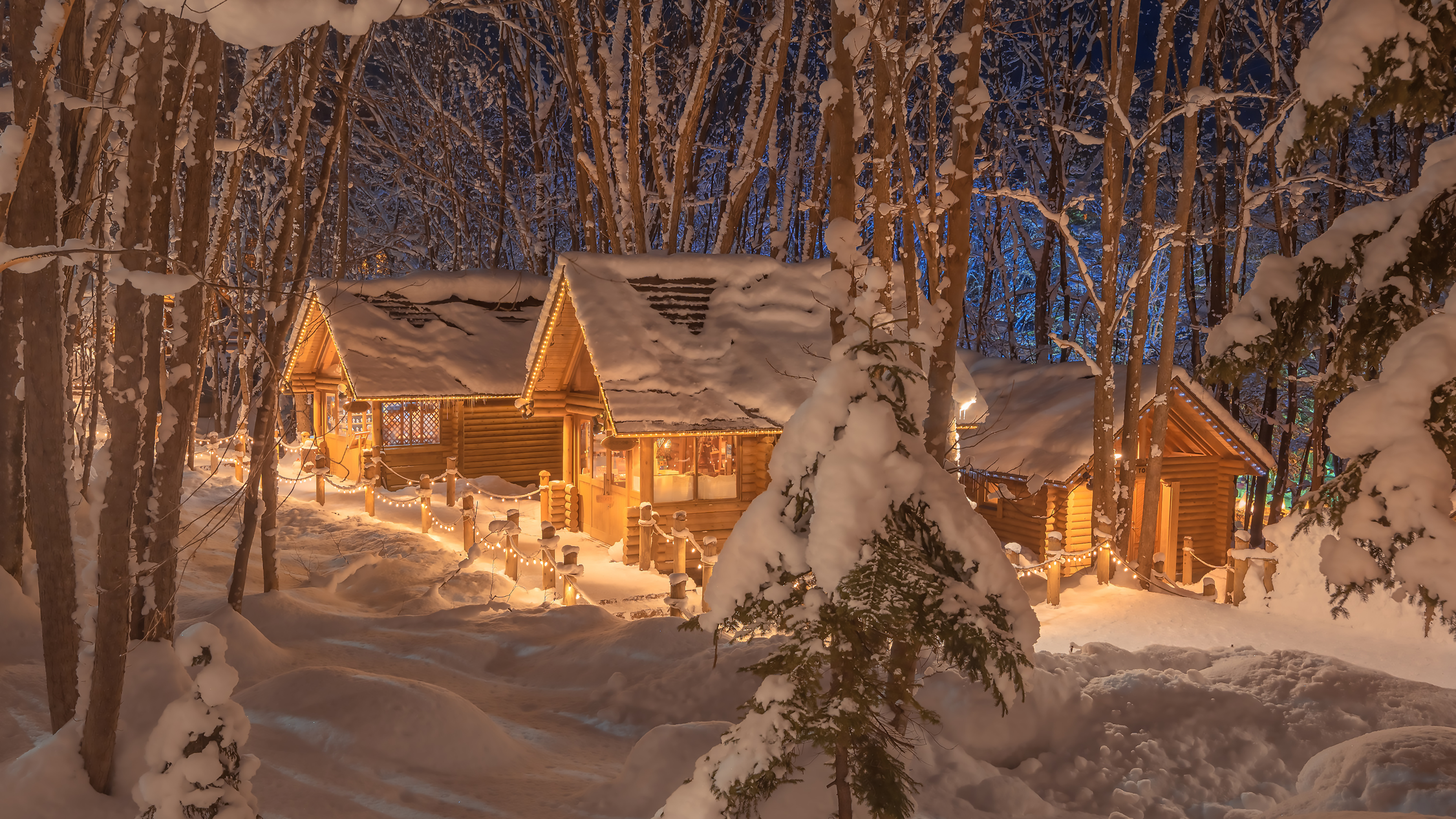 General 3840x2160 snow house forest Christmas