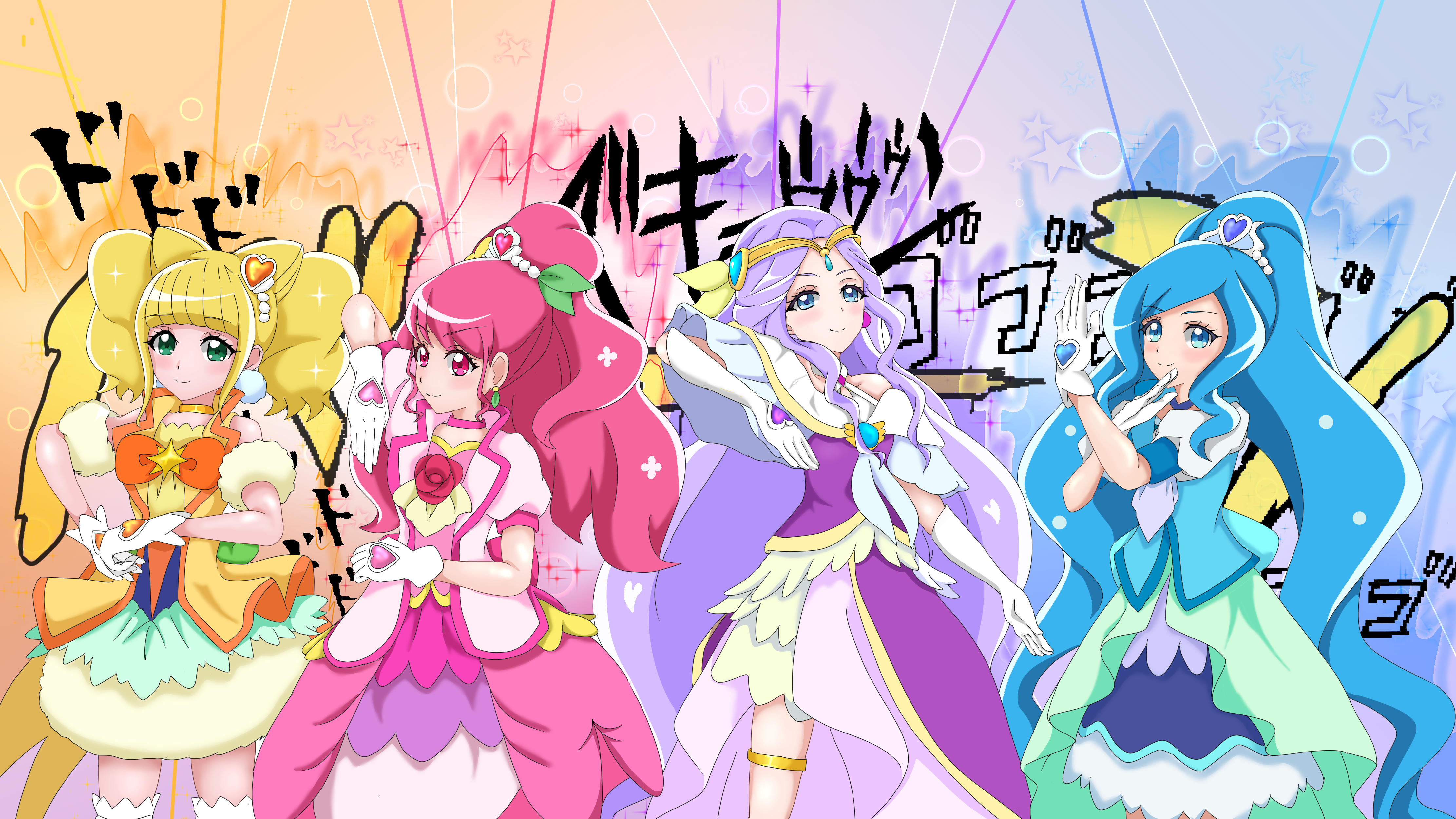Anime 4444x2500 Pretty Cure Healin' Good ♥ Precure magical girls anime girls