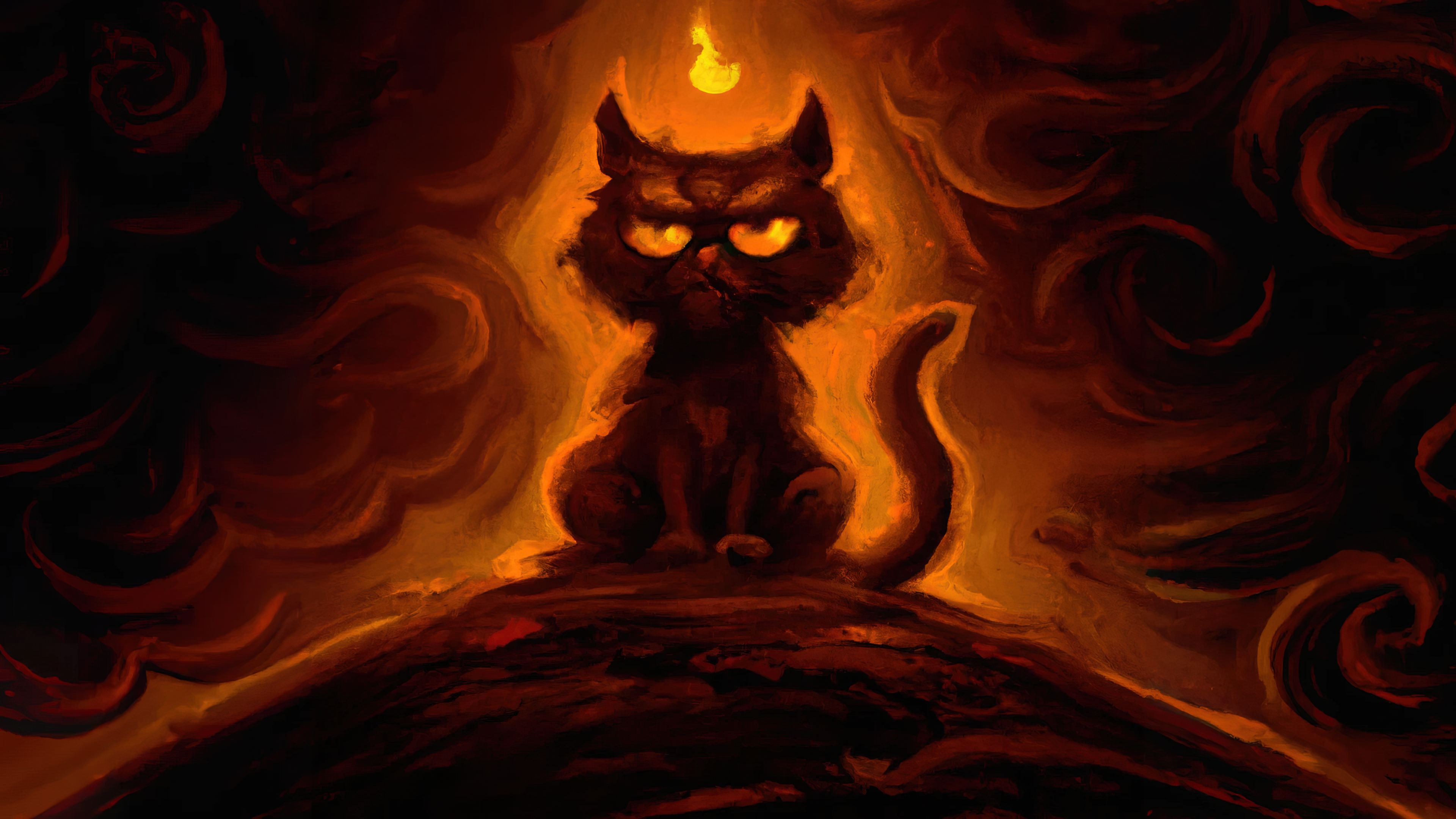 General 3840x2160 AI art painting cats demon fantasy art