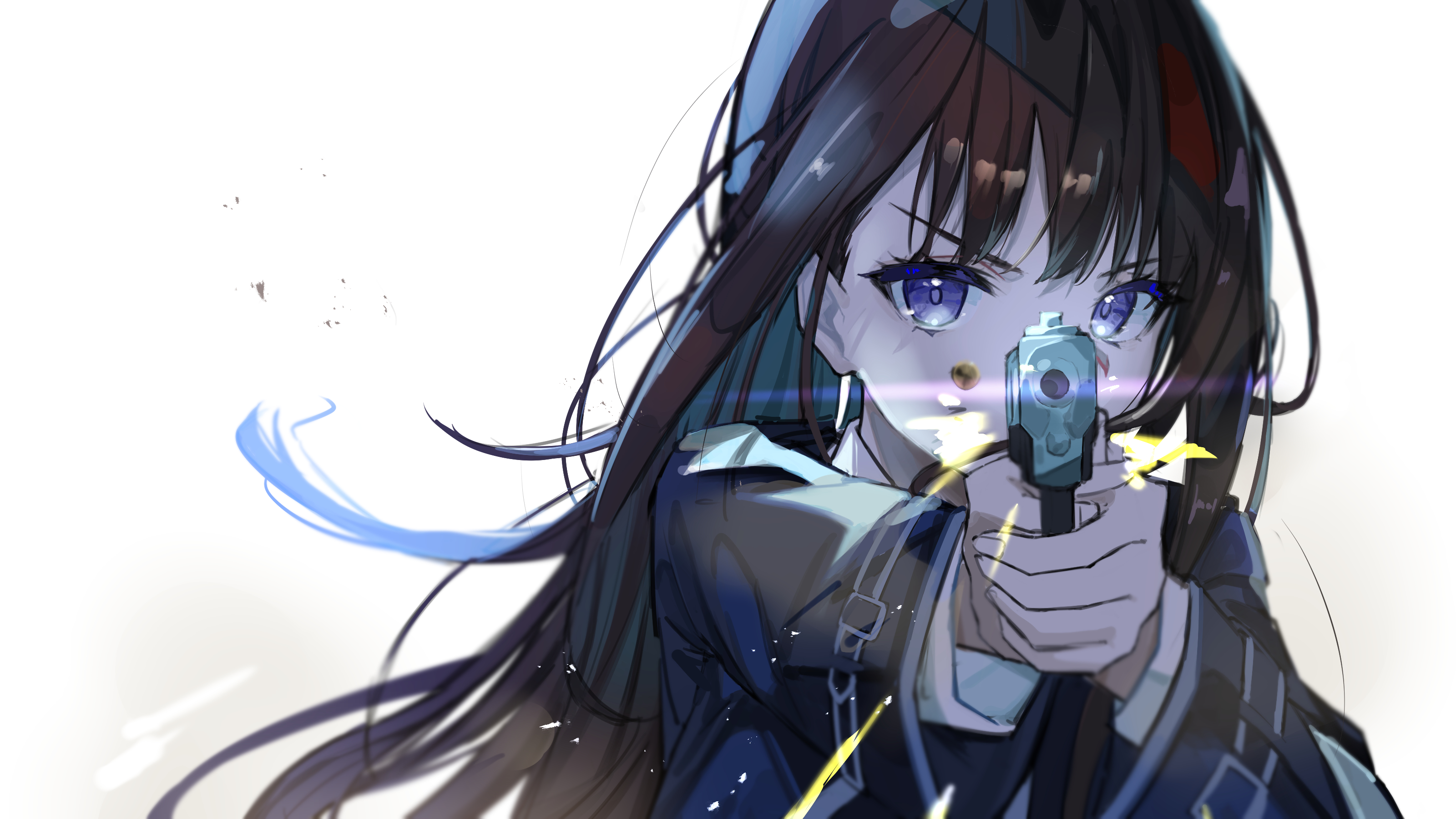 Anime 3200x1800 anime anime girls Lycoris Recoil Inoue Takina long hair black hair solo artwork digital art fan art gun girls with guns