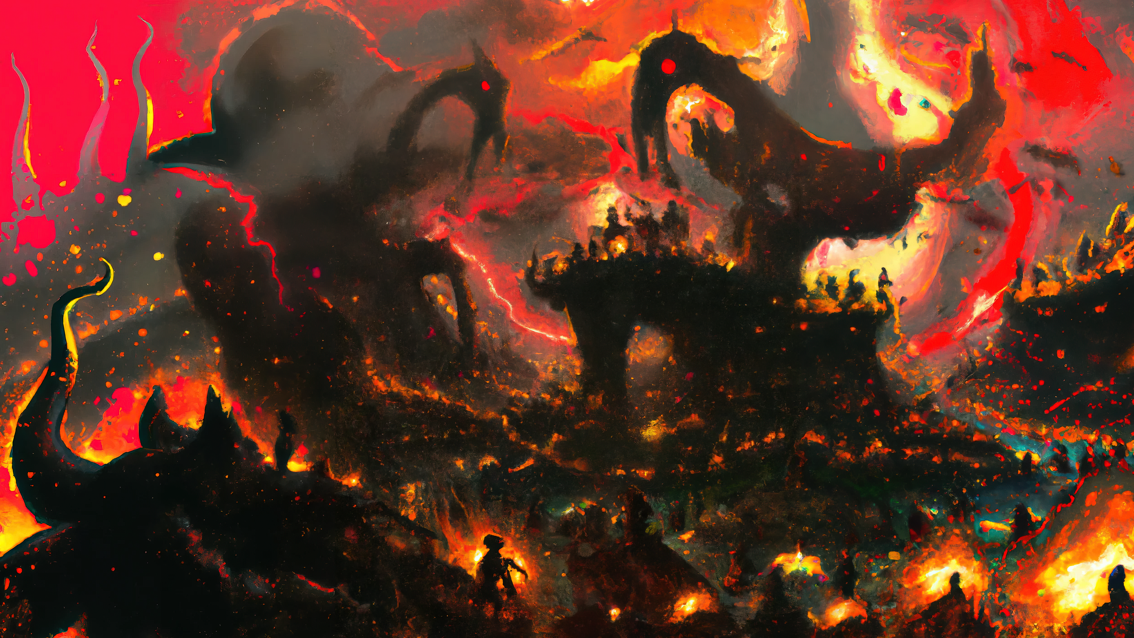 General 3840x2160 AI art painting fantasy art hell demon horror dark
