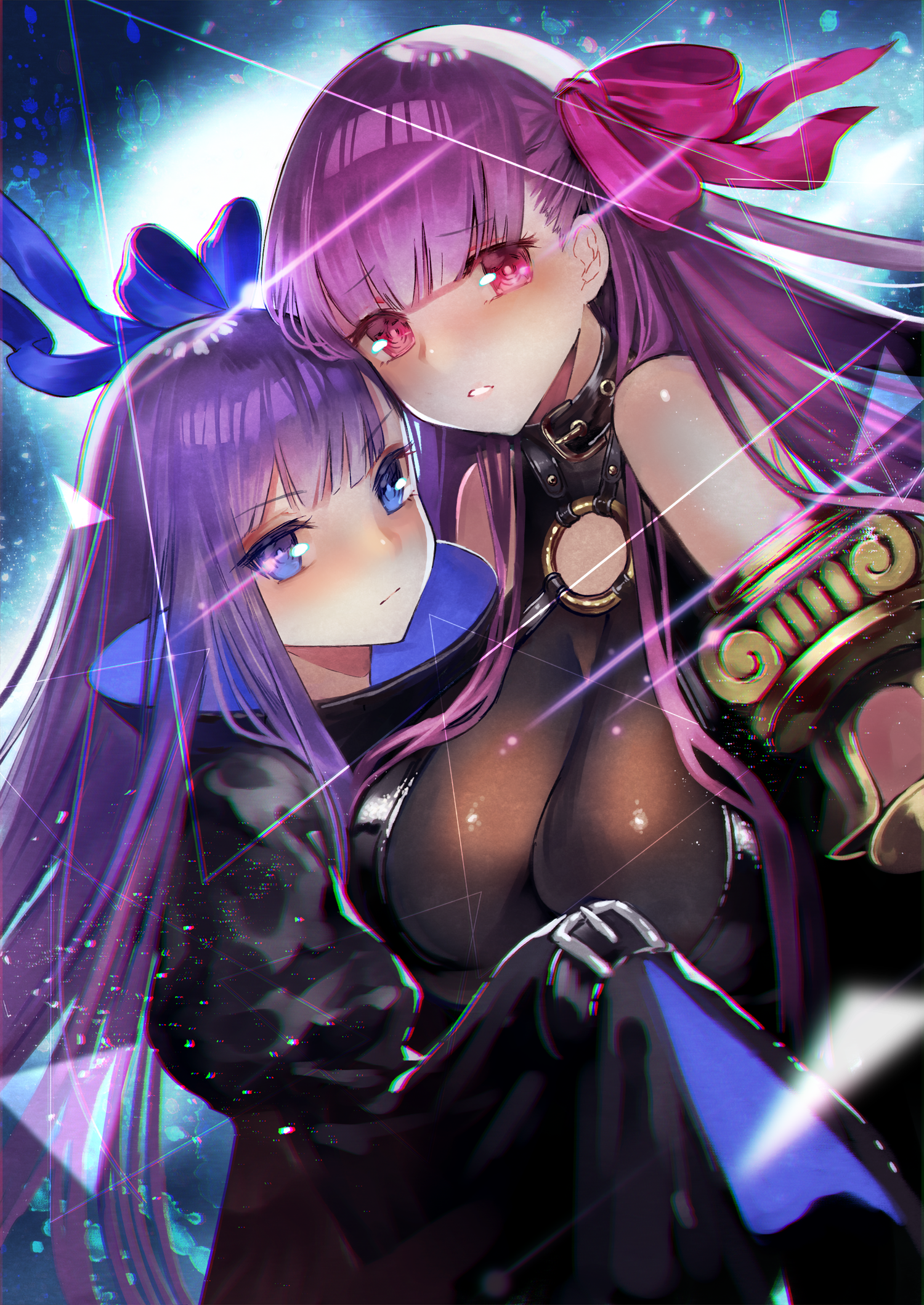 Anime 1500x2118 anime anime girls Fate series Fate/Extra CCC Fate/Grand Order two women sisters Meltlilith Passionlip long hair purple hair artwork digital art fan art