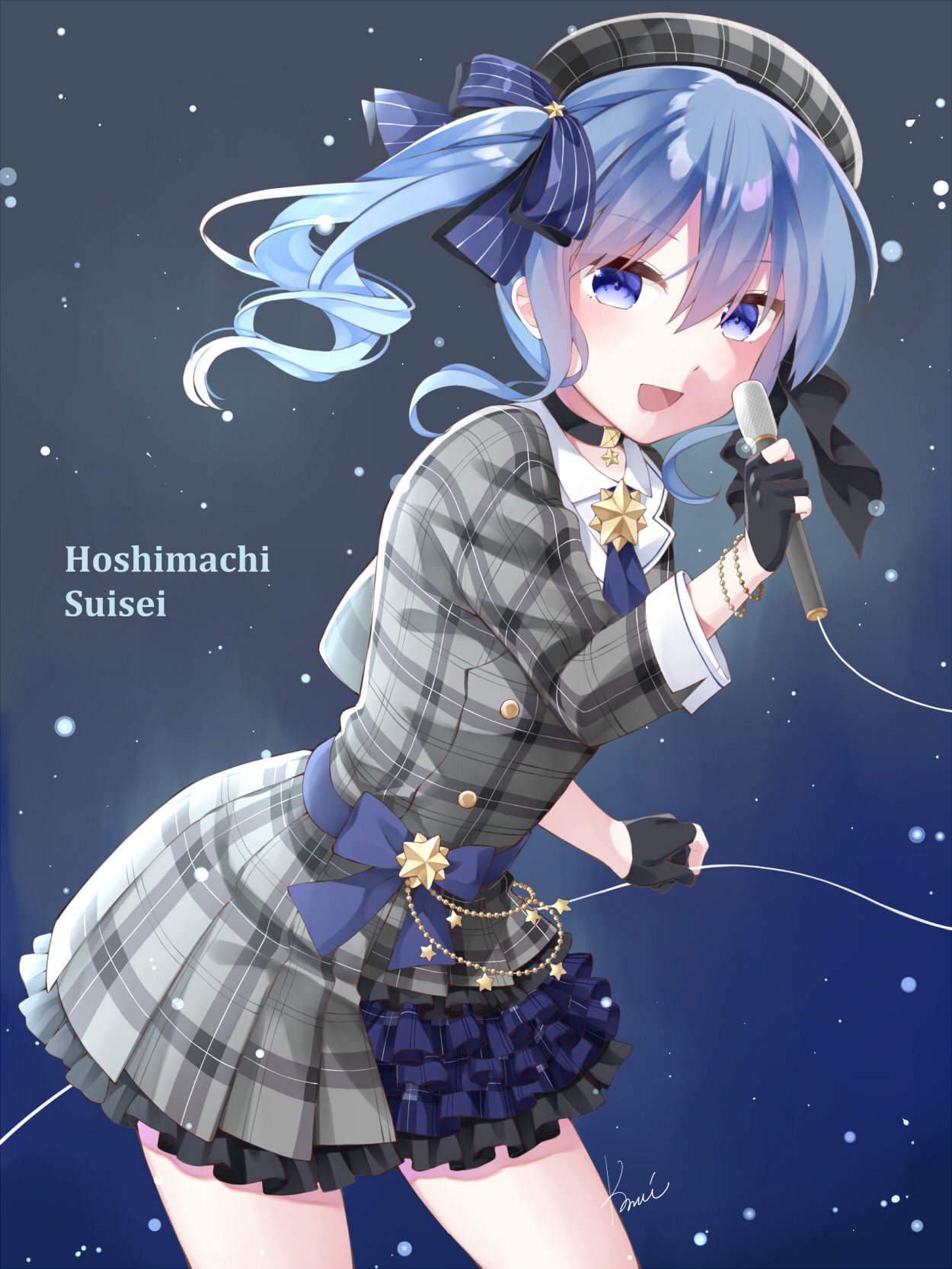 Anime 1250x1666 anime anime girls Hololive Hoshimachi Suisei long hair blue hair solo artwork digital art fan art