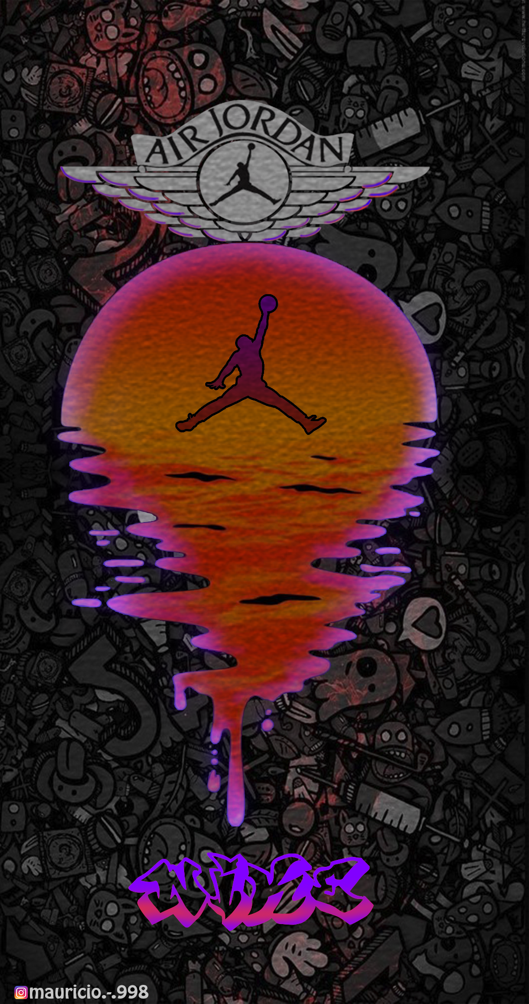 General 1080x2048 Air Jordan Nike purple background gradient digital art portrait display basketball watermarked