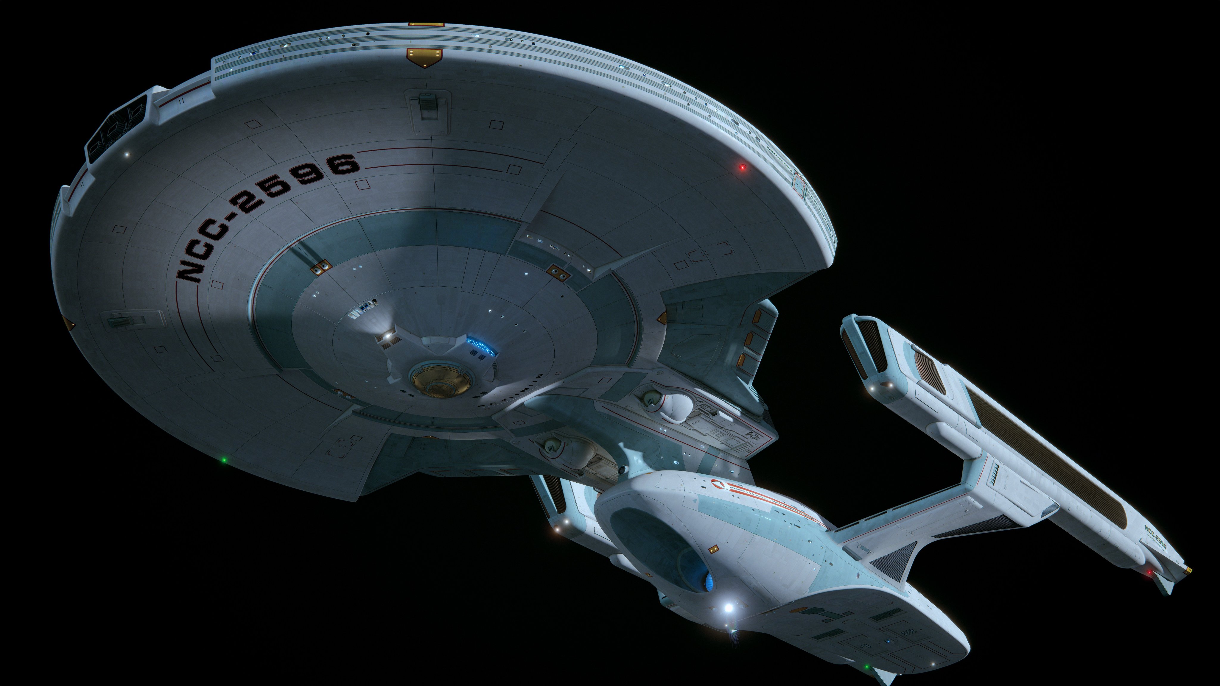 General 4096x2304 Star Trek Howie Day Shangri-La class spaceship science fiction TV series digital art simple background
