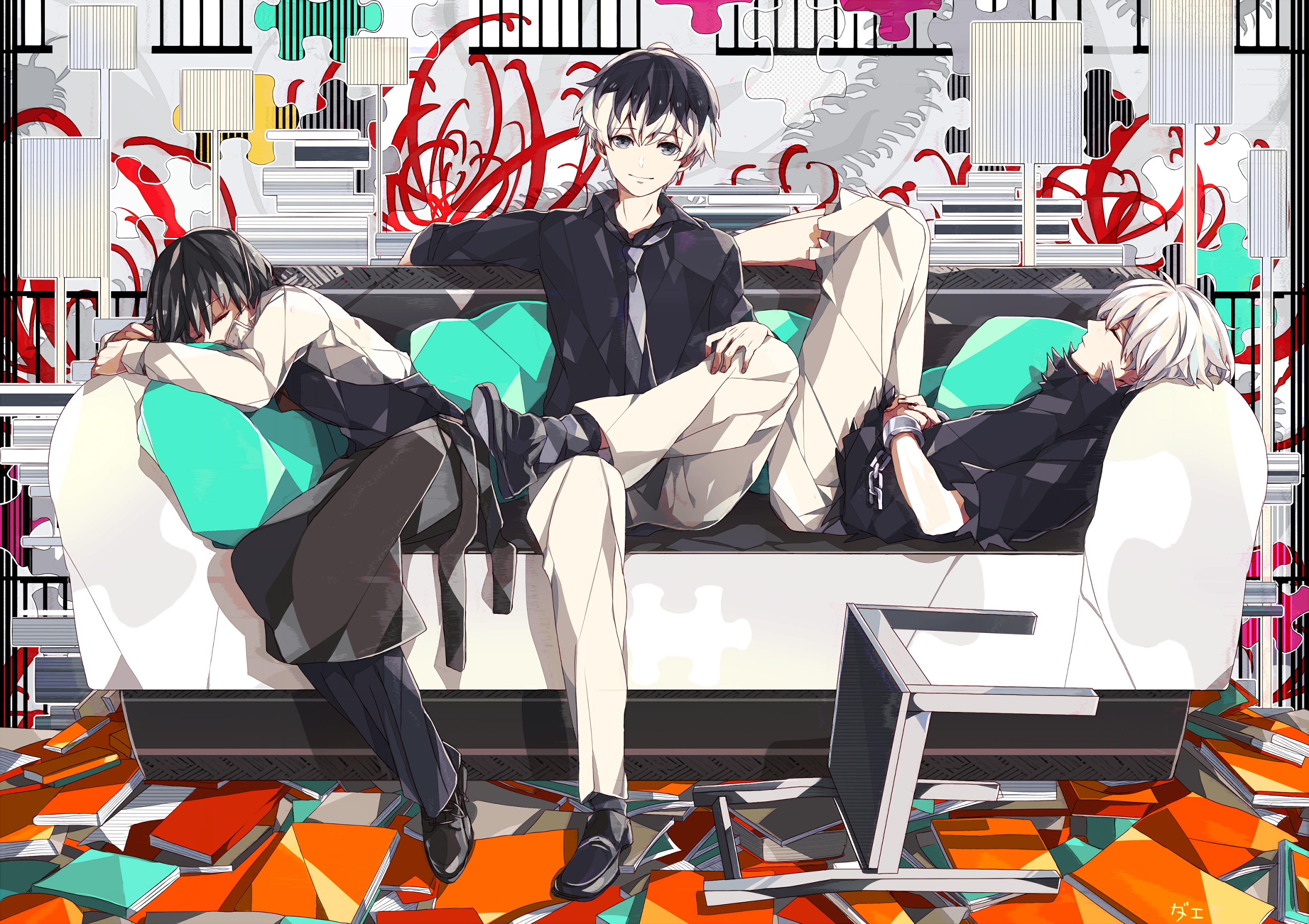 Anime 3840x2712 action figures anime boys Tokyo Ghoul closed eyes