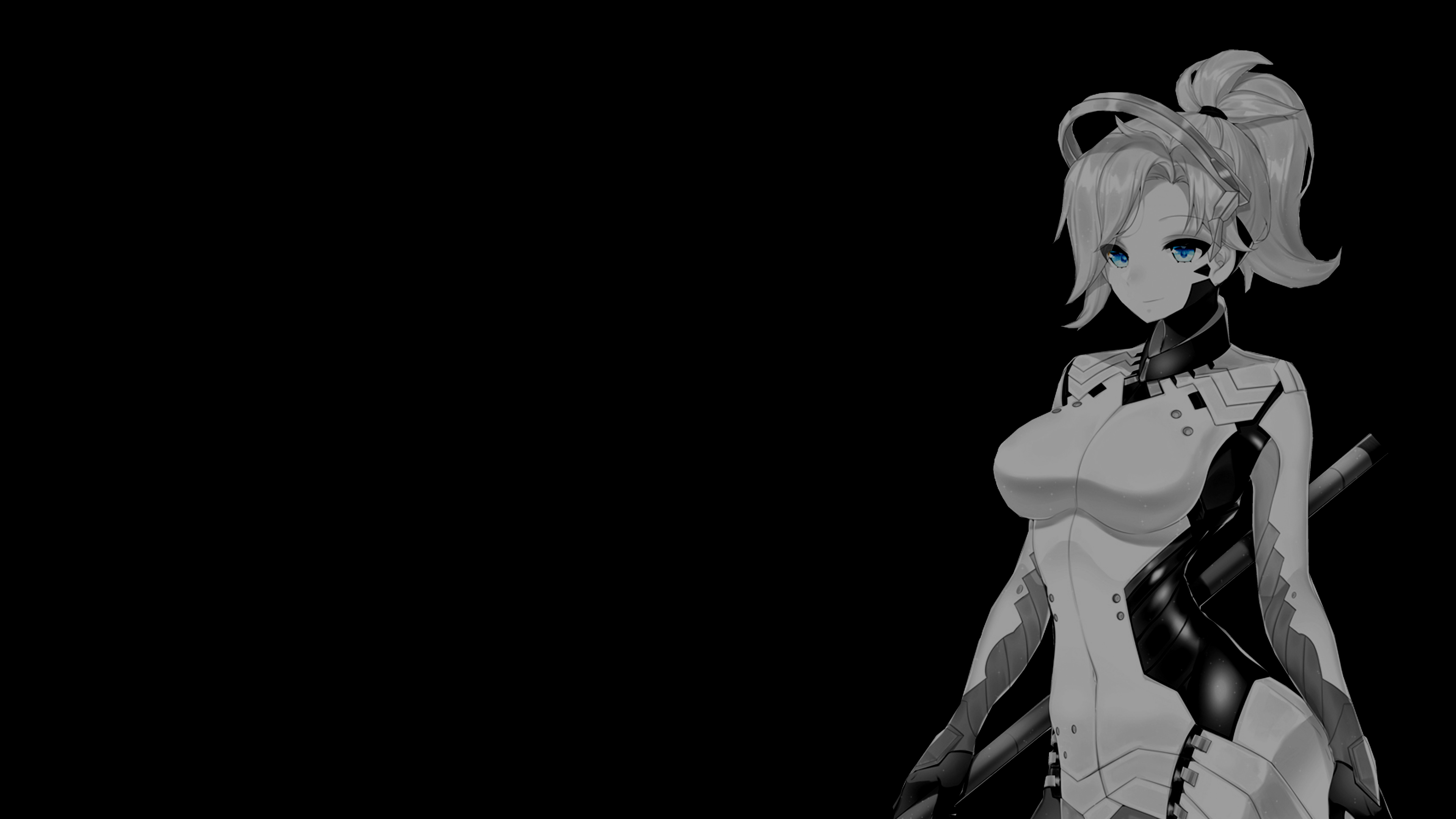 Anime 3840x2160 selective coloring black background dark background simple background anime girls Overwatch Mercy (Overwatch)