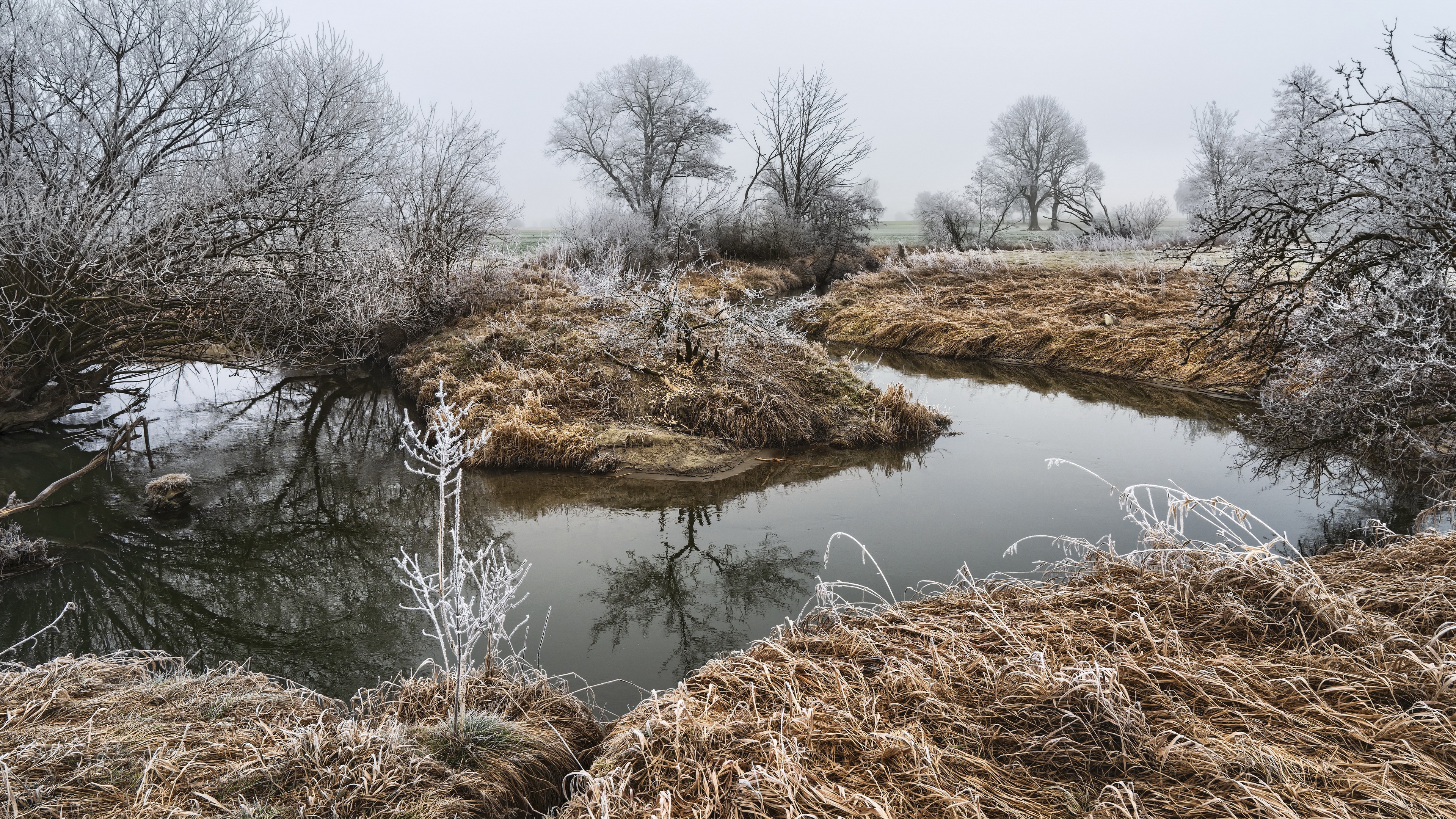 General 3840x2160 outdoors nature water landscape creeks winter cold frost